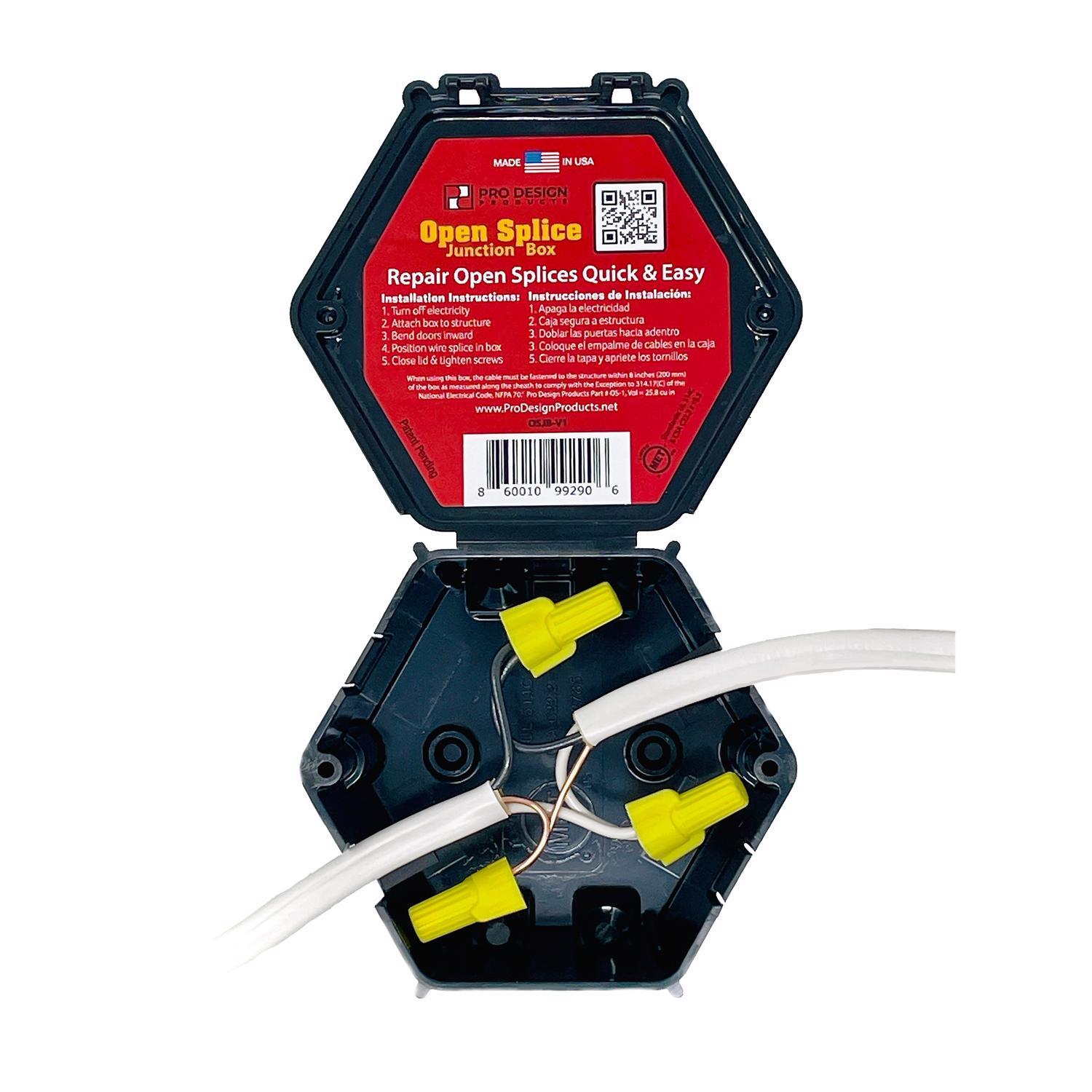 Pro Design Open Splice Old Work 25.8 cu in Octagon Plastic 4 gang Junction Box Black