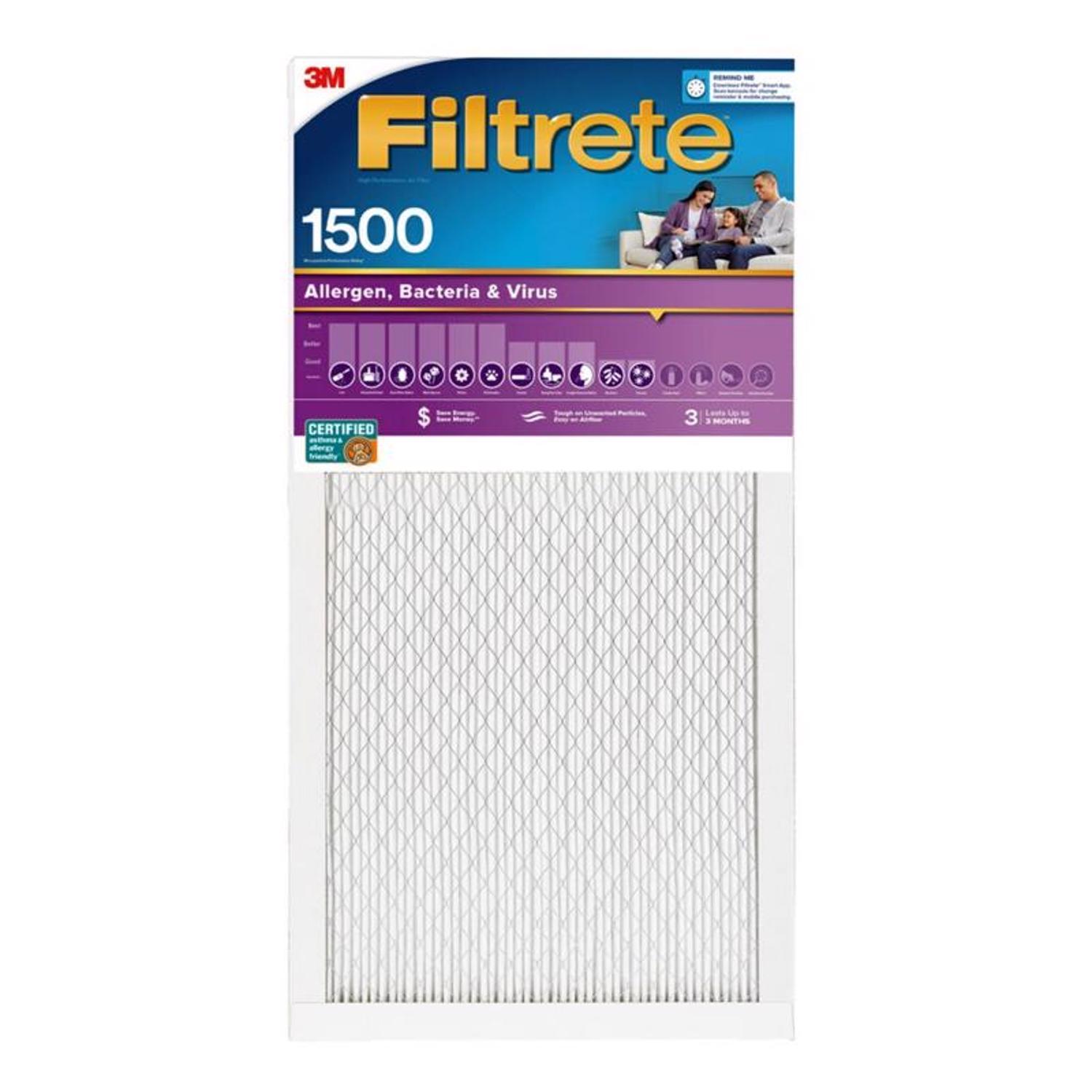 Filtrete 12 in. W X 24 in. H X 1 in. 1500 MPR Pleated Allergen Air Filter 1 pk