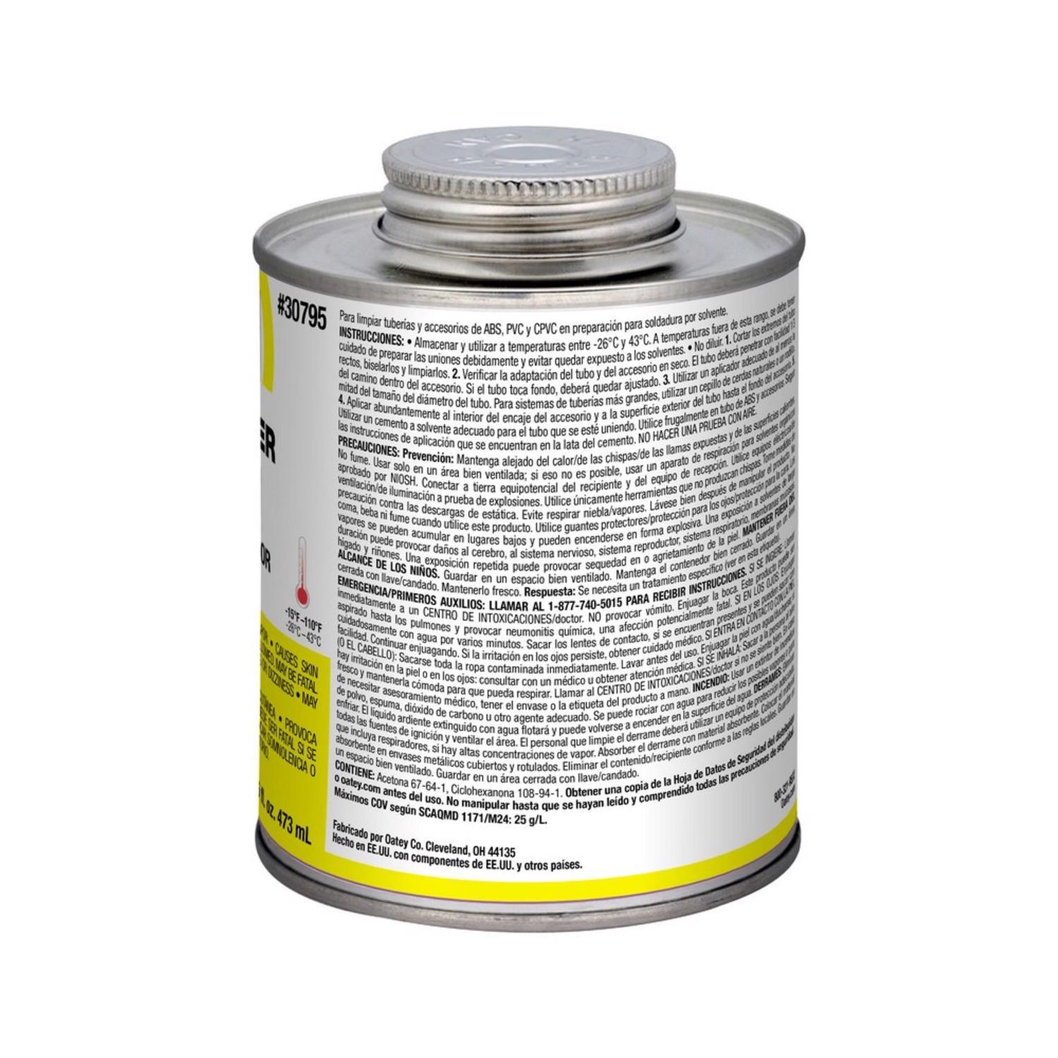 Oatey Clear Cleaner For ABS/CPVC/PVC 16 oz