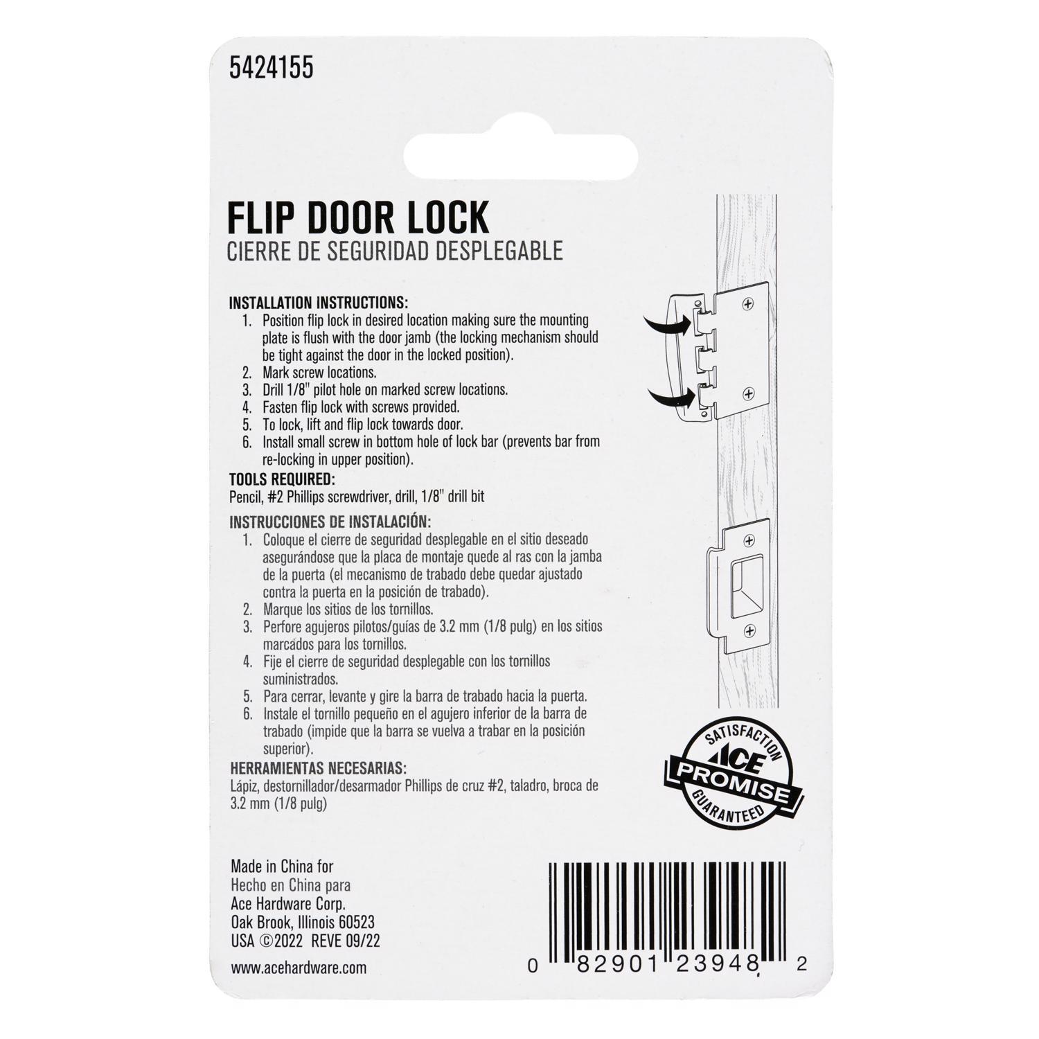 Ace Matte White Steel Door Flip Lock 1 pk