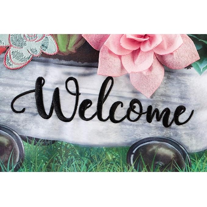 Evergreen Flag Galvanized Wagon and Succulents Linen Garden Flag - 12.5 in. x 18 in.