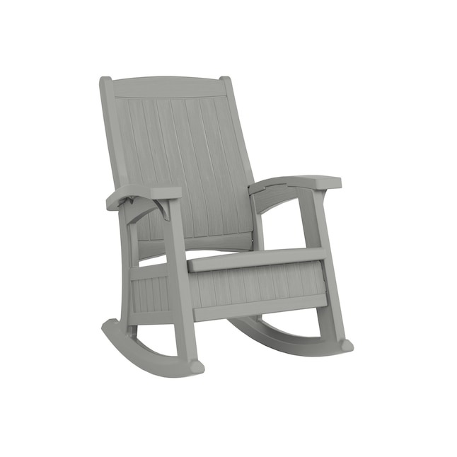 Suncast Dove Gray Plastic Frame Swivel rocker Rocking Chair with Solid Seat