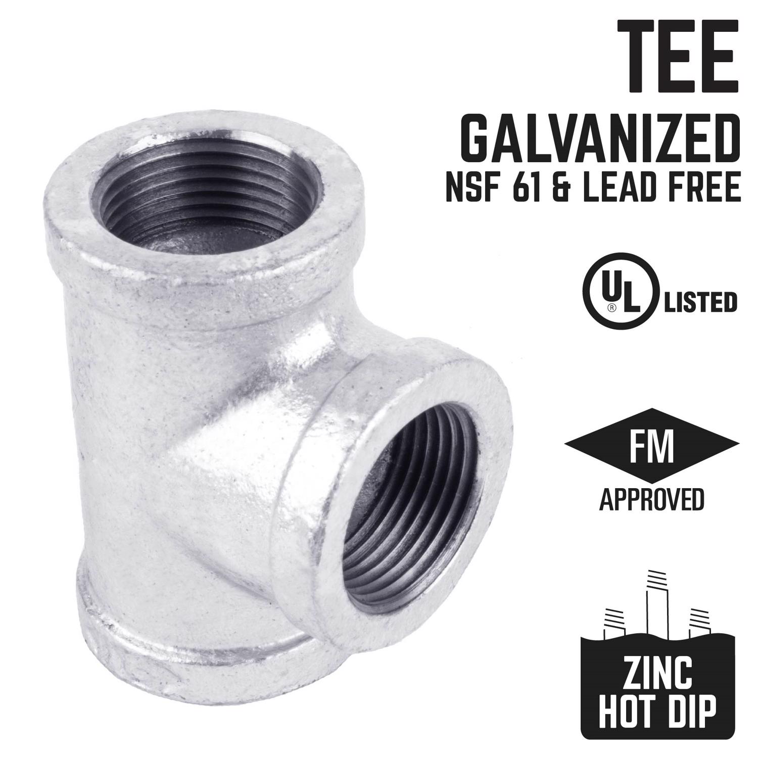 STZ Industries 1/4 in. FIP each X 1/4 in. D FIP 1/4 in. D FIP Galvanized Malleable Iron Tee