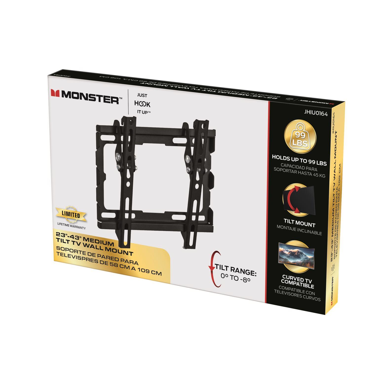 Monster Just Hook It Up 23 in to 43 in. 99 lb. cap. Tiltable TV Tilt Wall Mount