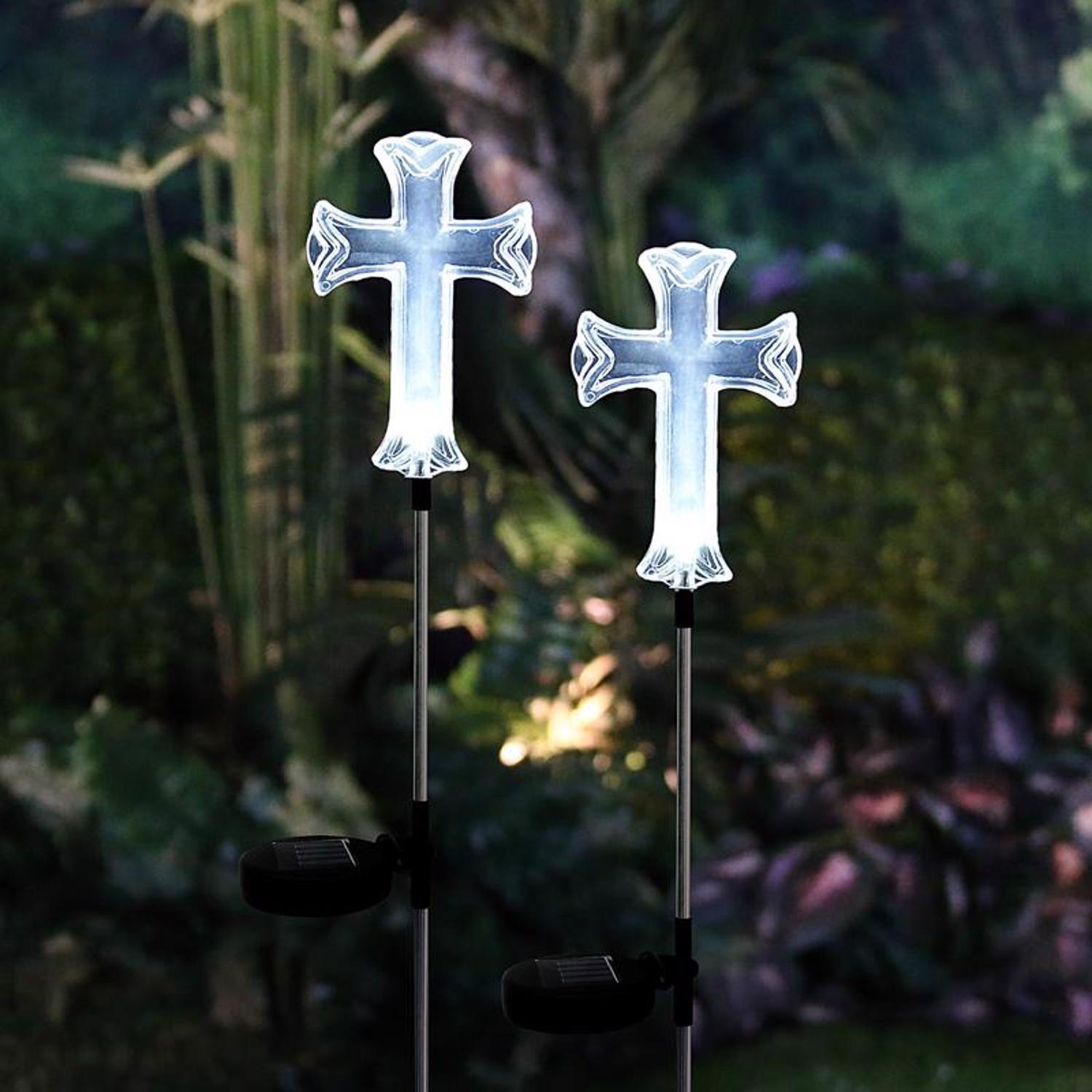 Alpine White Plastic 34 in. H X 3.5 in. L X 0.8 in. W Cross Outdoor Garden Stake