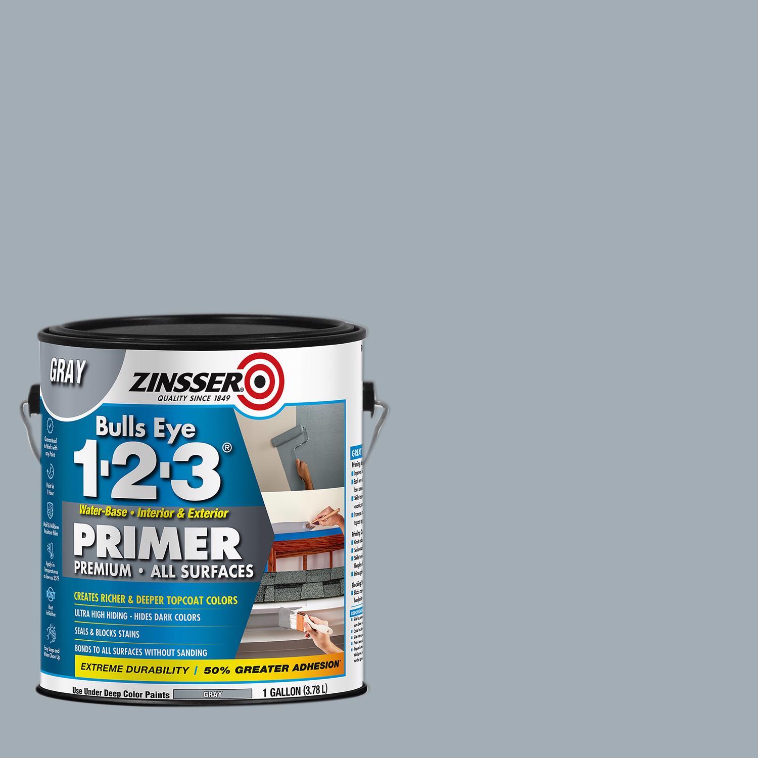 Zinsser Bulls Eye 123 Gray Water-Based Acrylic Copolymer Primer 1 gal