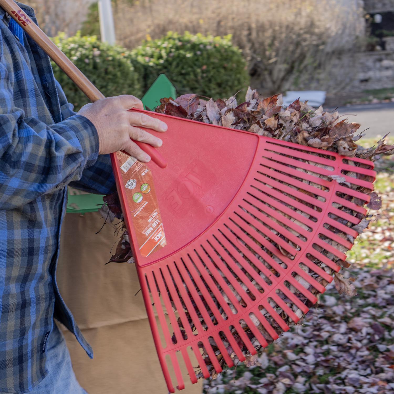 Ace 65 in. 26 Tine Poly Leaf Rake Wood Handle