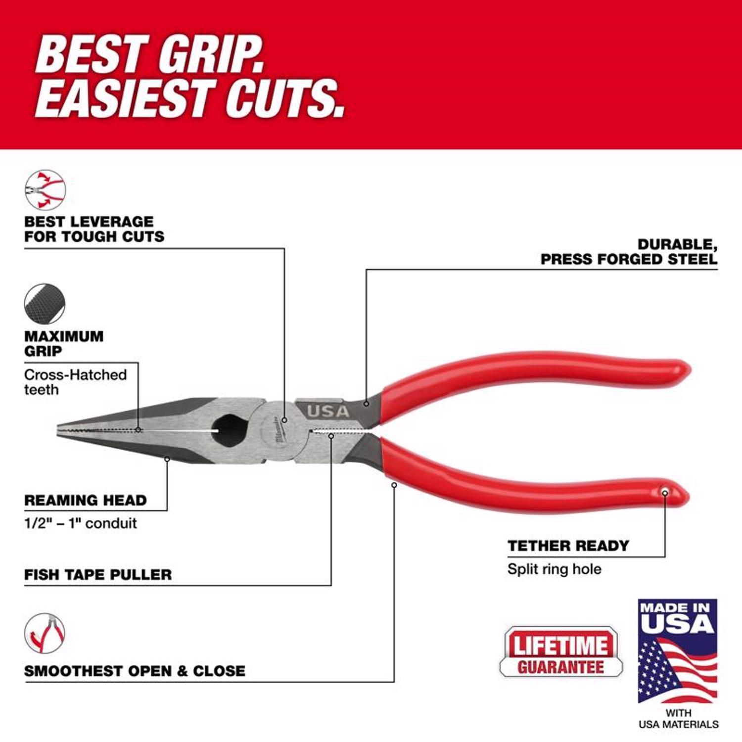 Milwaukee Made In USA 8 in. Forged Steel Long Nose Pliers
