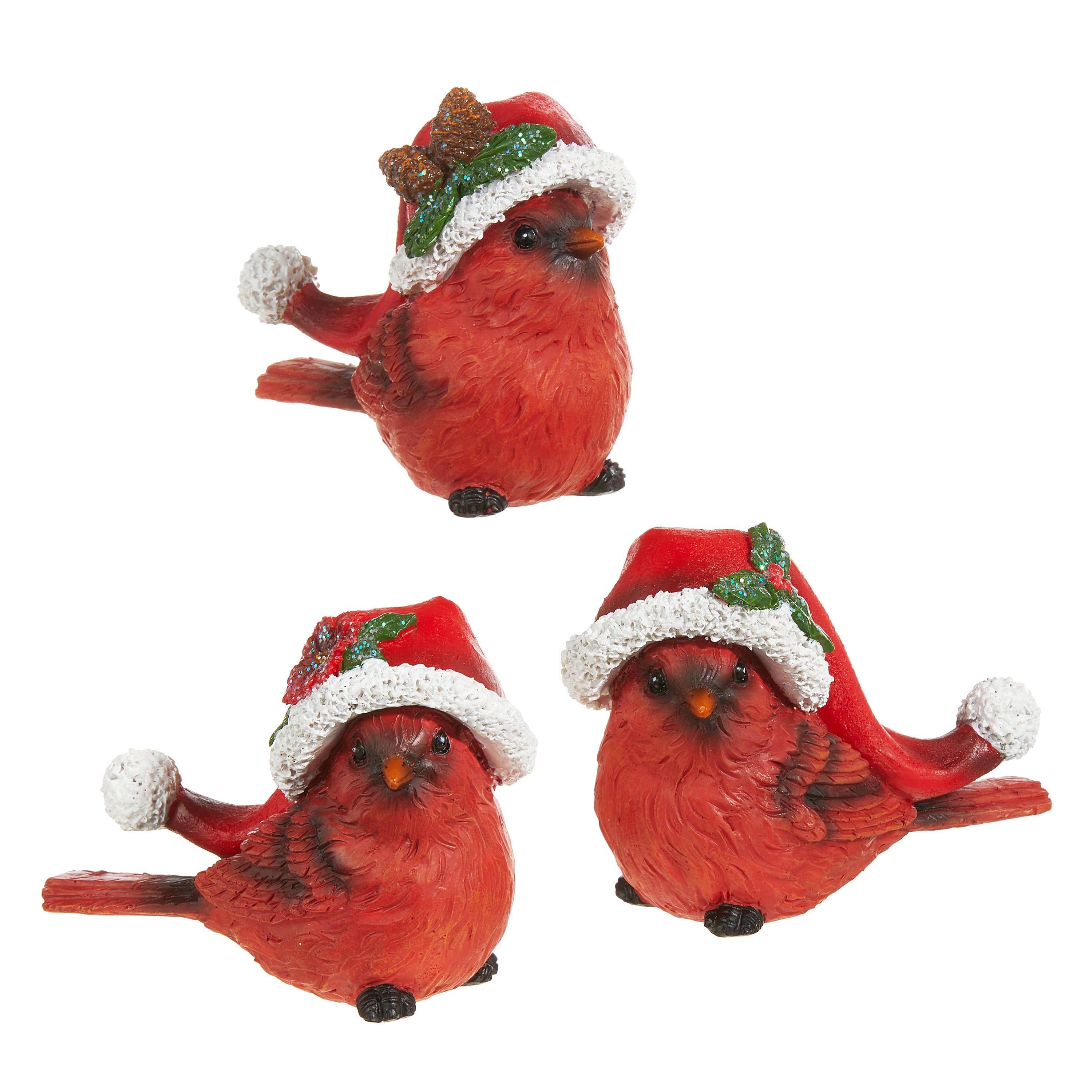 Raz Imports 4 in. Cardinal with Santa Hat