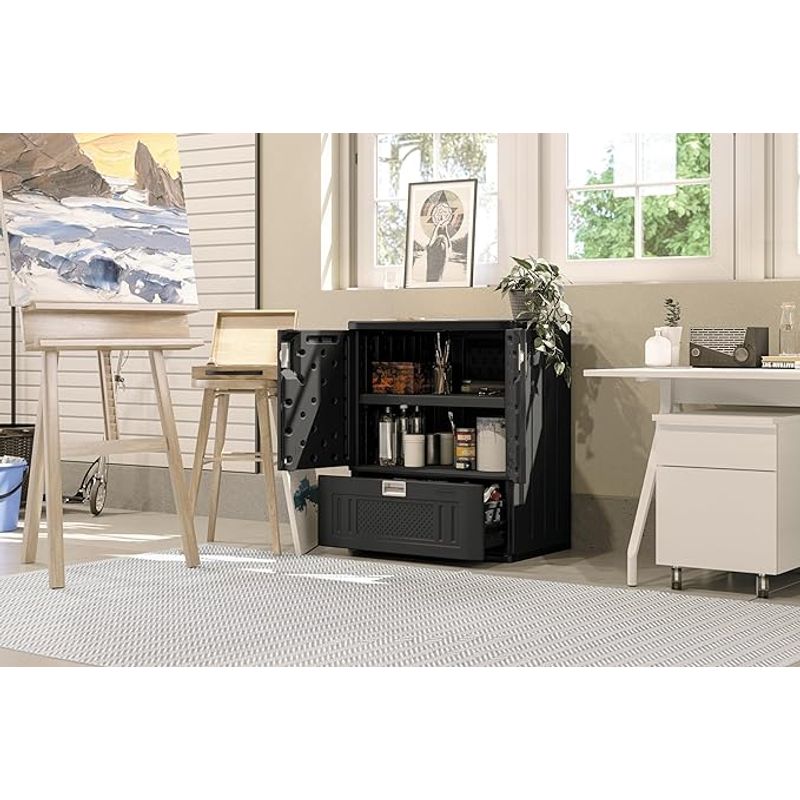 Suncast Single Drawer Base Storage Black