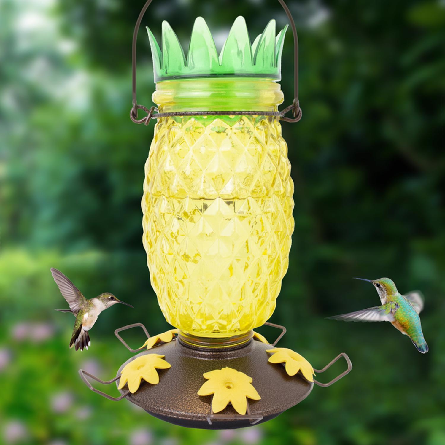 Perky-Pet Hummingbird 28 oz Glass/Plastic Pineapple Nectar Feeder 5 ports