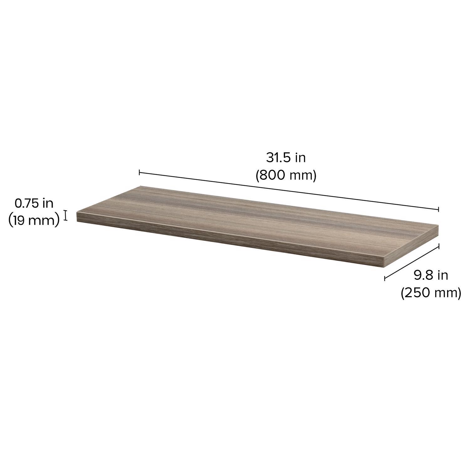 Dolle Lite 0.75 in. H X 31.5 in. W X 9.8 in. D Driftwood Particle Board Shelf Board