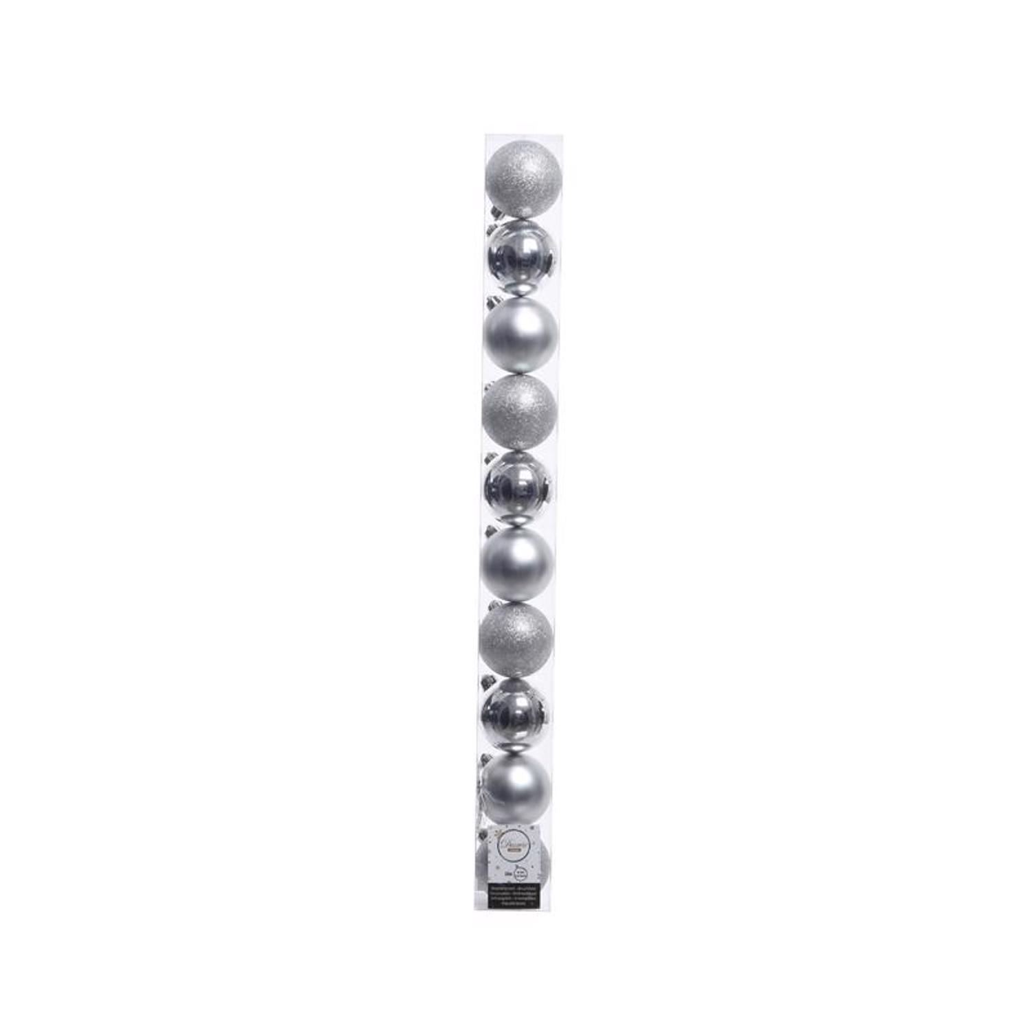 Decoris Silver Shatterproof Baubles Ornaments 2 in.