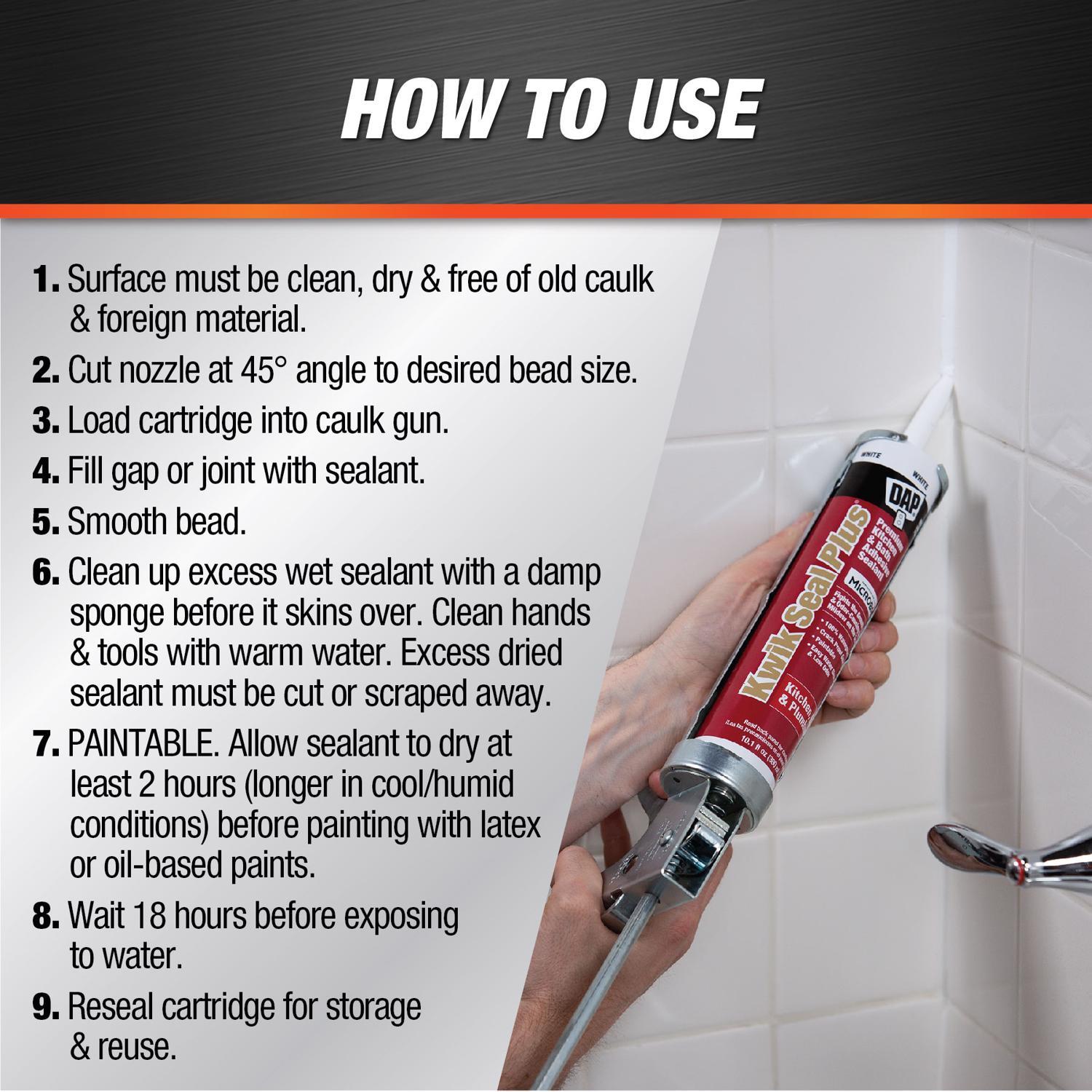 DAP Kwik Seal Plus White Siliconized Latex Kitchen and Bath Sealant and Adhesive 10.1 oz