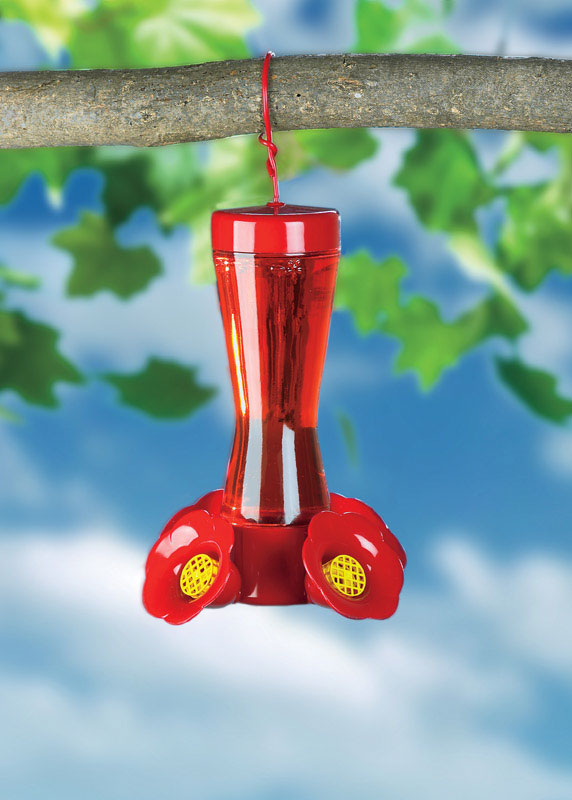 Perky-Pet Hummingbird 8 oz Glass/Plastic Pinch-Waist Nectar Feeder 4 ports