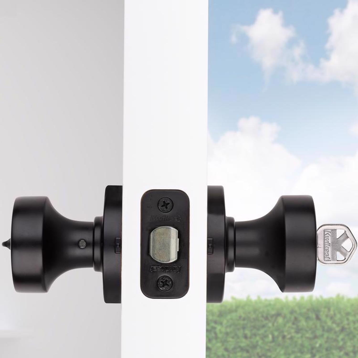 Kwikset Signature Series Pismo Iron Black Entry Door Knob KW1 2-1/4 in.