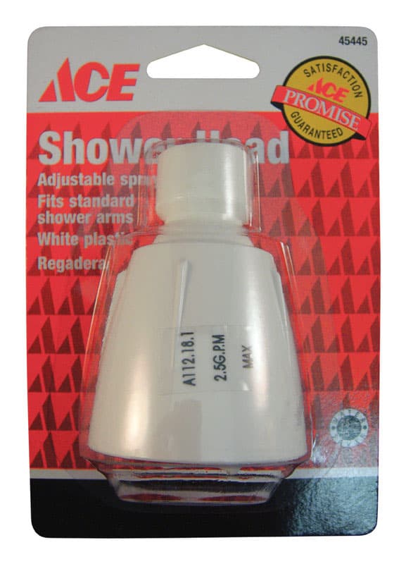 Ace White Plastic 6 settings Showerhead 2.5 gpm