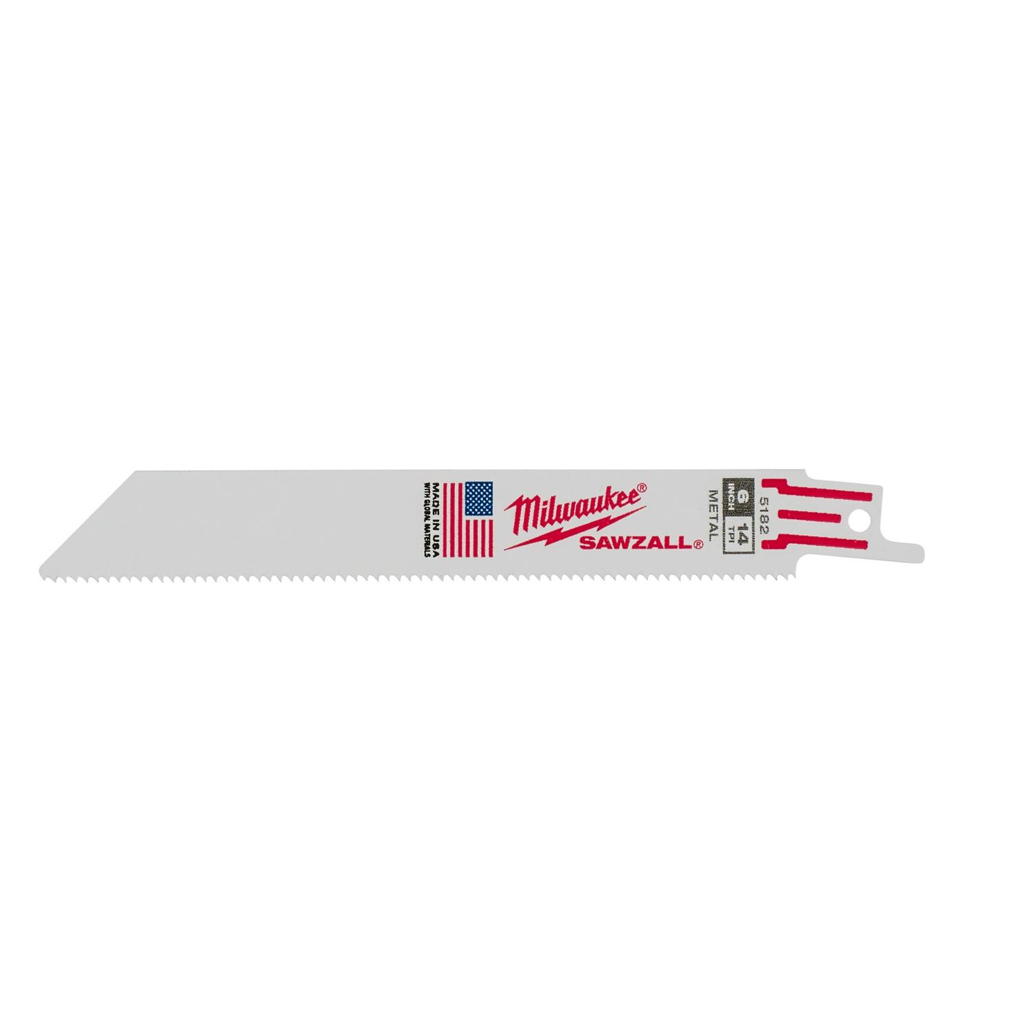 Milwaukee SAWZALL 6 in. Bi-Metal Reciprocating Saw Blade 14 TPI 1 pk