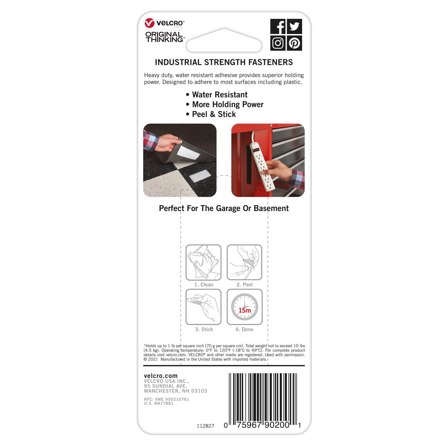 VELCRO Brand Industrial Strength Small Nylon Hook and Loop Fastener 4 in. L 2 pk