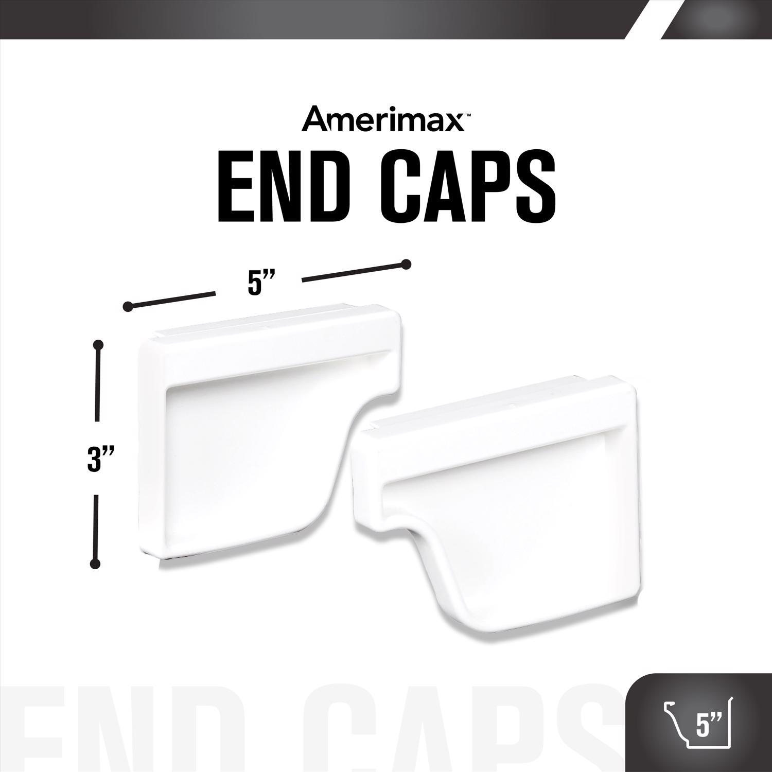 Amerimax 4.6 in. H X 2 in. W X 5 in. L White Vinyl K Gutter End Cap