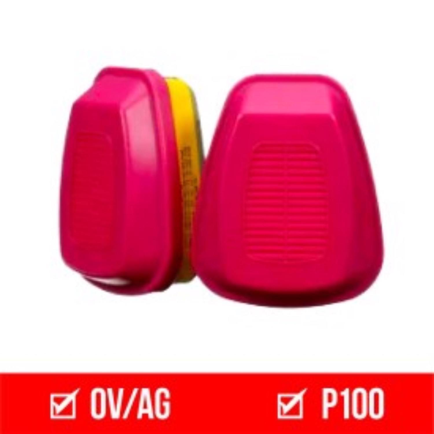 3M P100 Acid Gas and Organic Vapor Respirator Cartridge Replacement Pink 2 pc