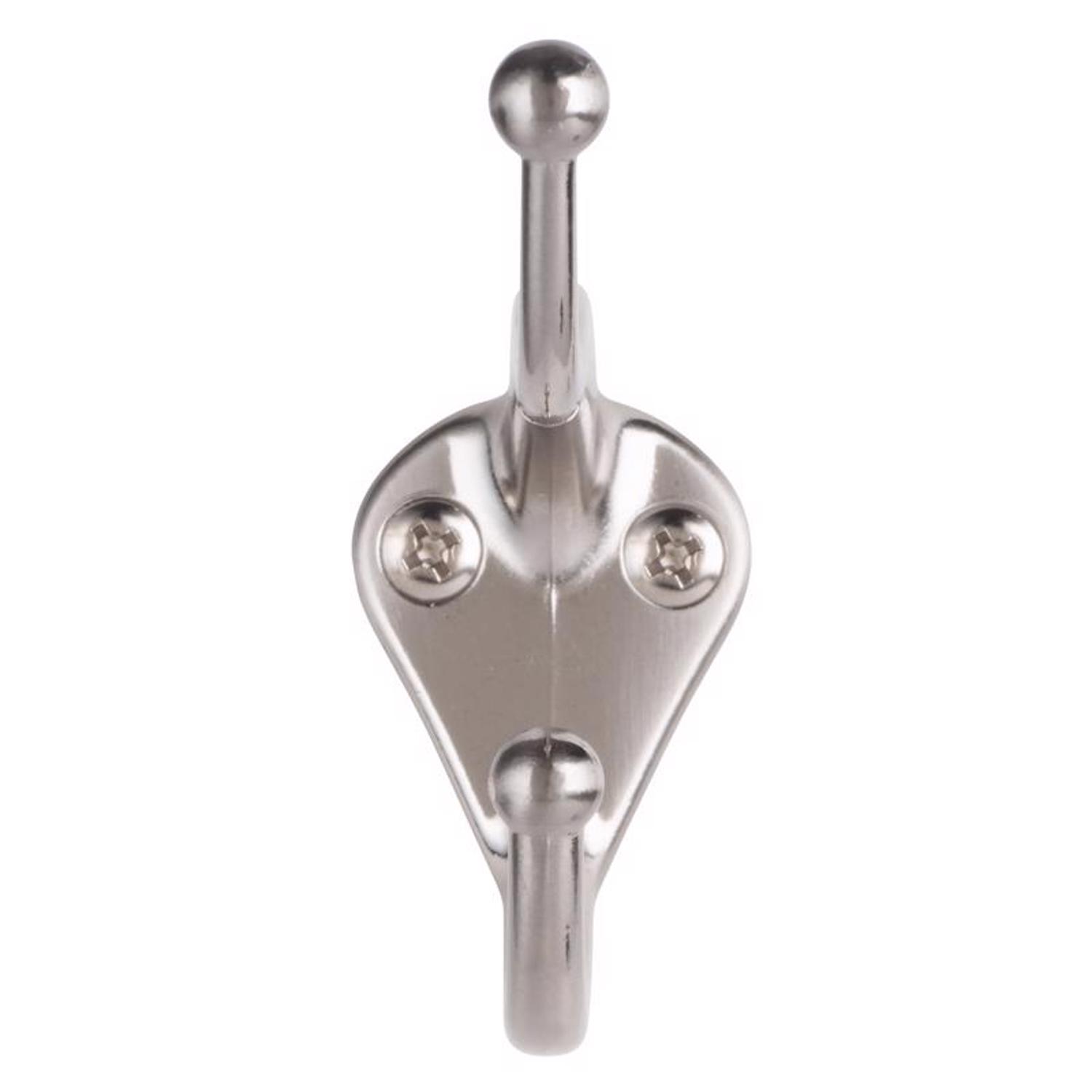 Ace 2-5/16 in. L Satin Nickel Silver Metal Small Coat and Hat Hook 2 pk