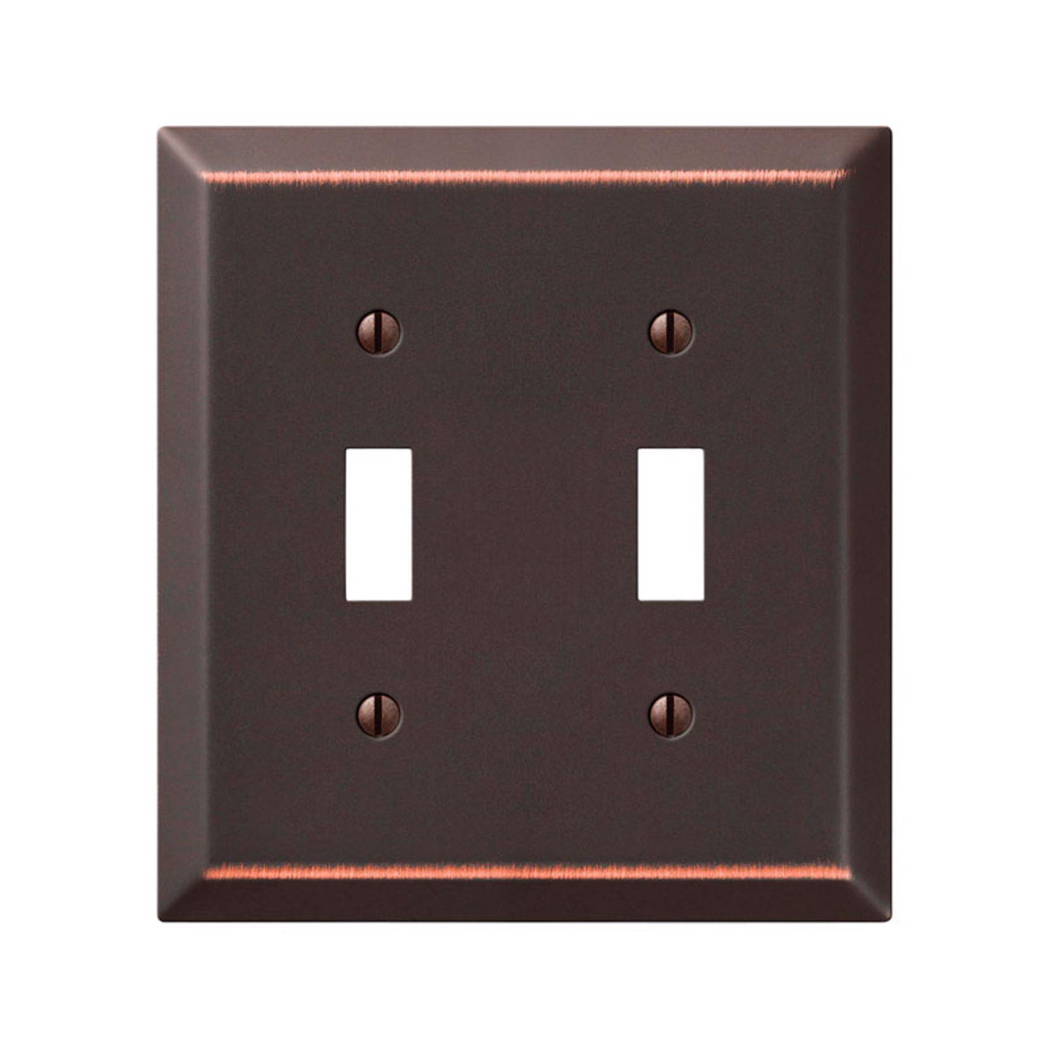 Amerelle Century Antique Bronze 2 gang Stamped Steel Toggle Wall Plate 1 Pack