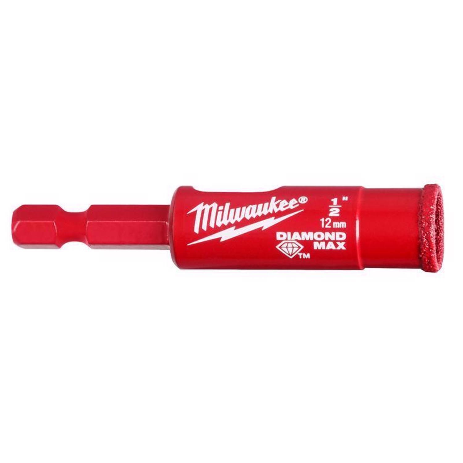 Milwaukee Diamond Max 1/2 in. Diamond Grit Glass, Porcelain, Tile, and Stone Hole Saw 1 pc