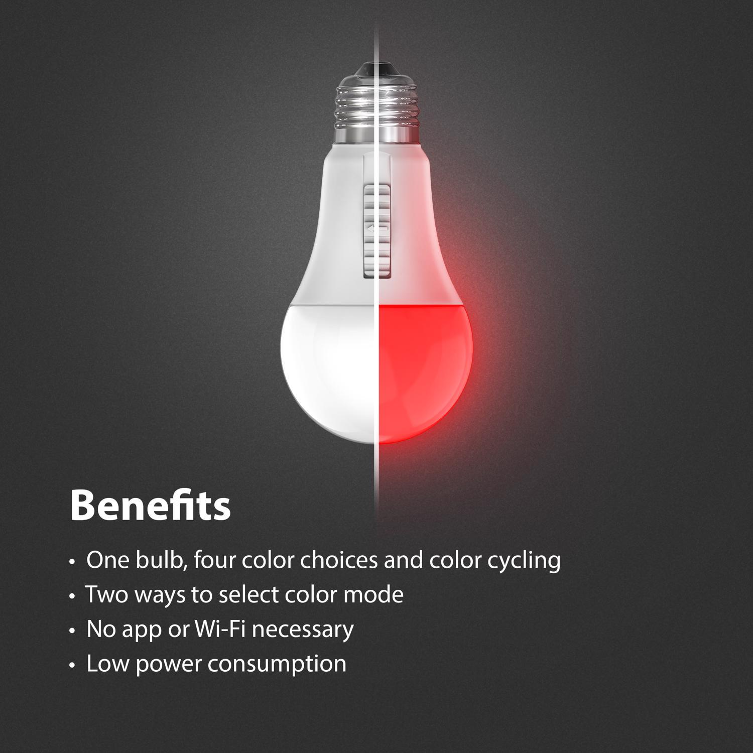 Feit A19 E26 (Medium) Smart-Enabled Party Bulb Color Changing 4.5 Watt Equivalence 1 pk