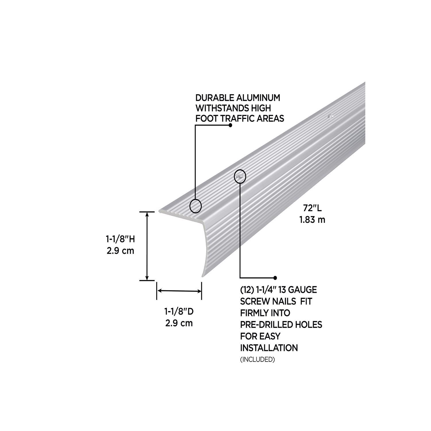 M-D Building Products 1.125 in. H X 1.125 in. W X 72 in. L Prefinished Silver Aluminum Stair Edge