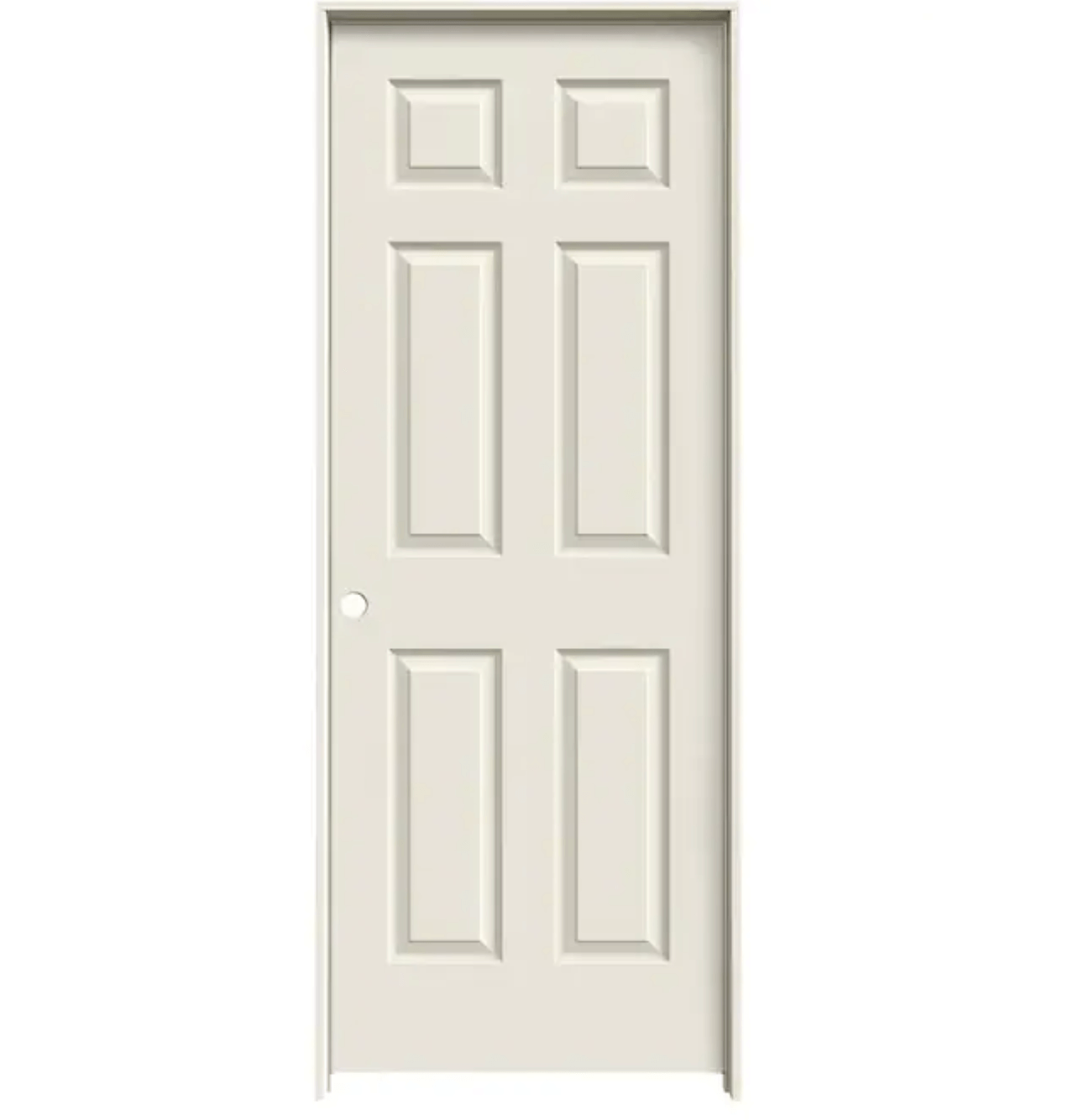 Colonist 32" x 80" Single Prehung Interior Door Unit - Primed 6-Panel Hollow Core Left Hand w/ Flat Jamb - No Trim