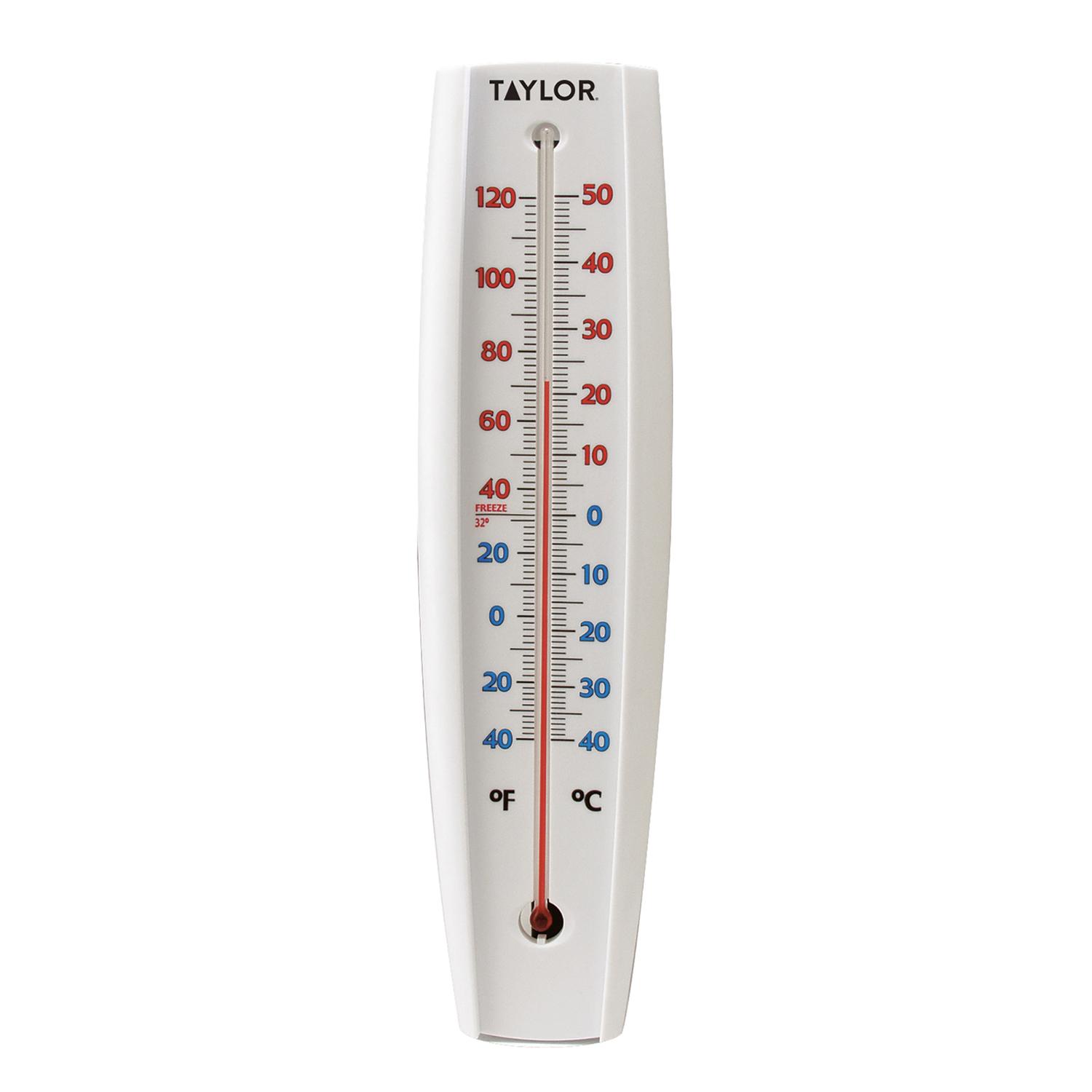 Taylor Jumbo Size Tube Thermometer Plastic White 14.75 in.
