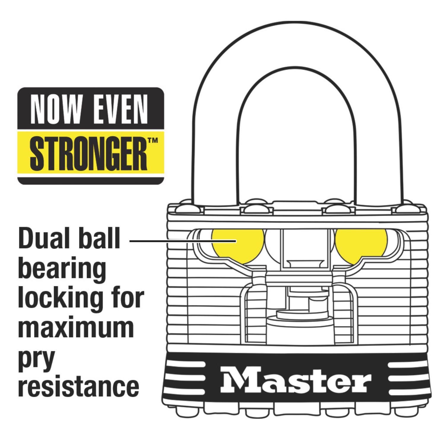 Master Lock 4-3/8 in. H X 2 in. W Laminated Steel 4-Pin Tumbler Weather-Resistant Padlock