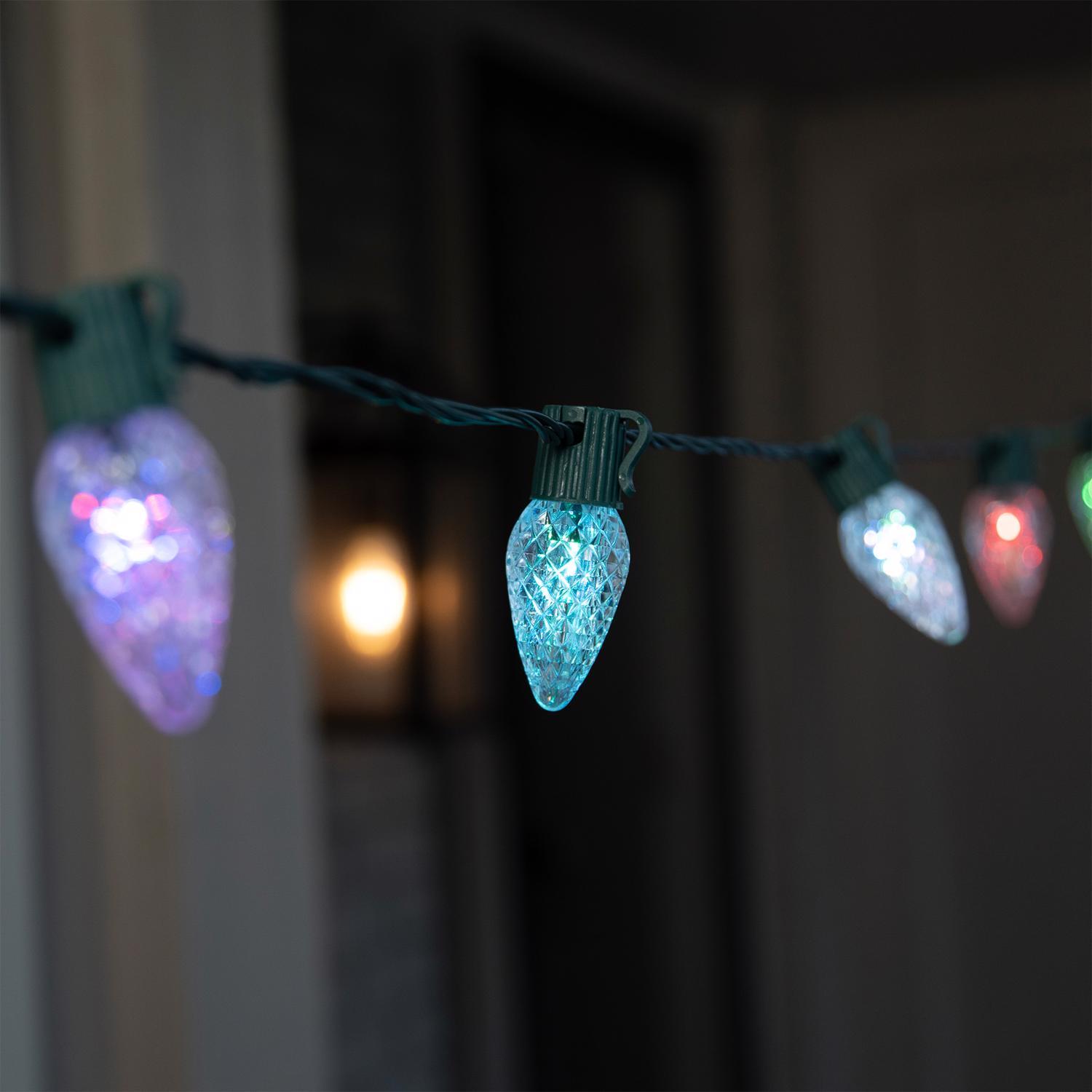 Celebrations Platinum LED C9 RGBW 50 ct String Smart-Enabled Christmas Lights 33.33 ft.