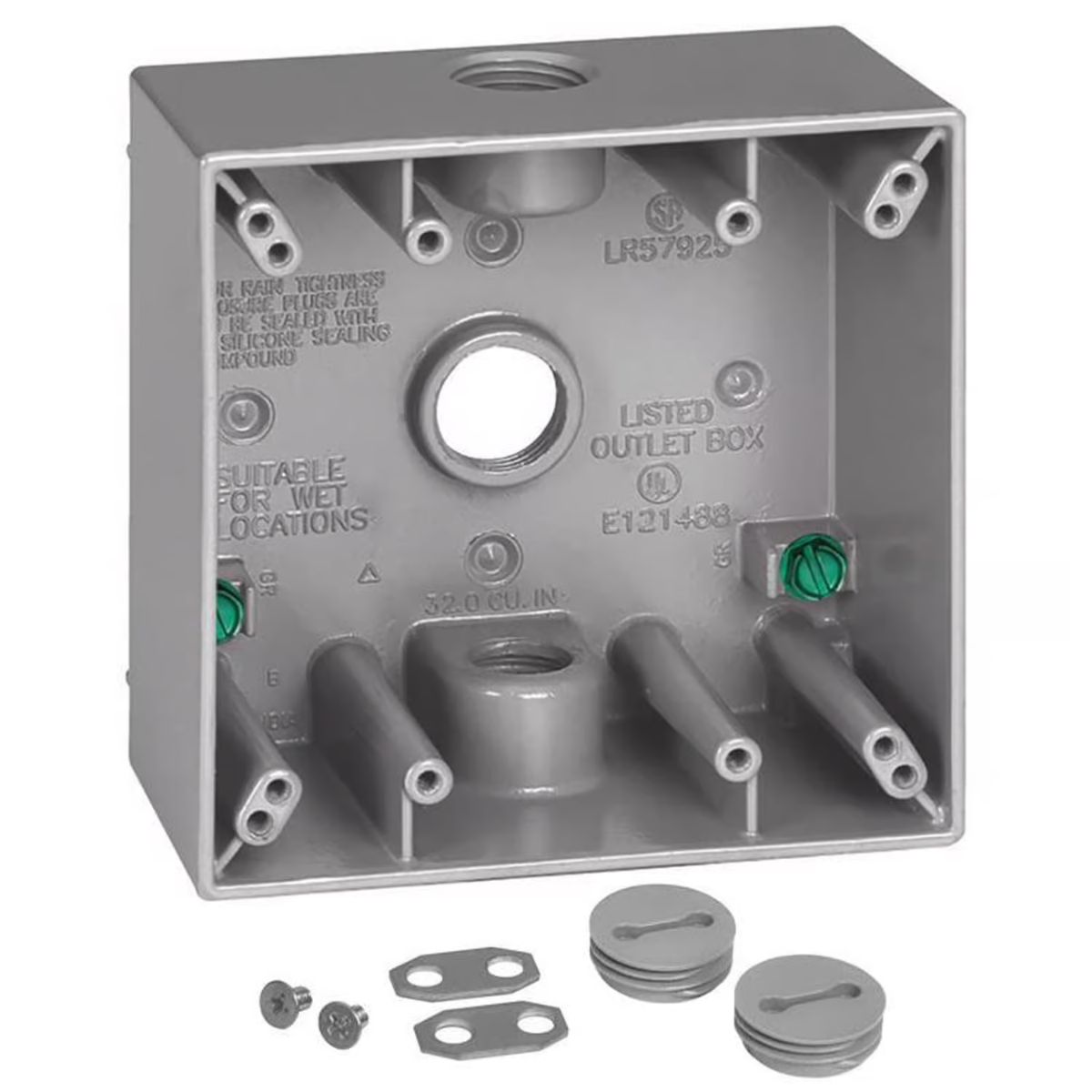 Sigma Engineered Solutions New Work 31 cu in. Square Metallic 2 gang Weatherproof Box Gray