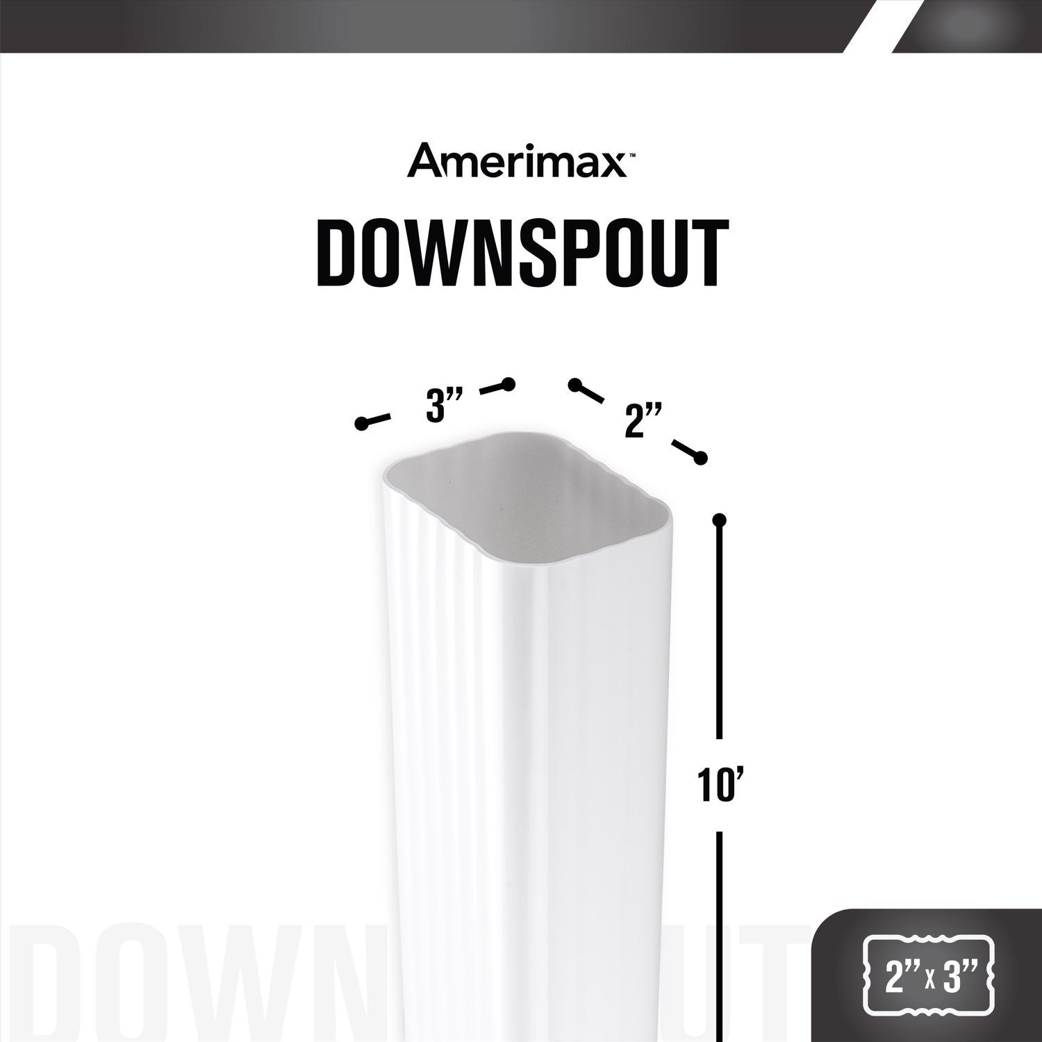 Amerimax 2 in. H X 3 in. W X 10 ft. L White Vinyl Rectangular Downspout