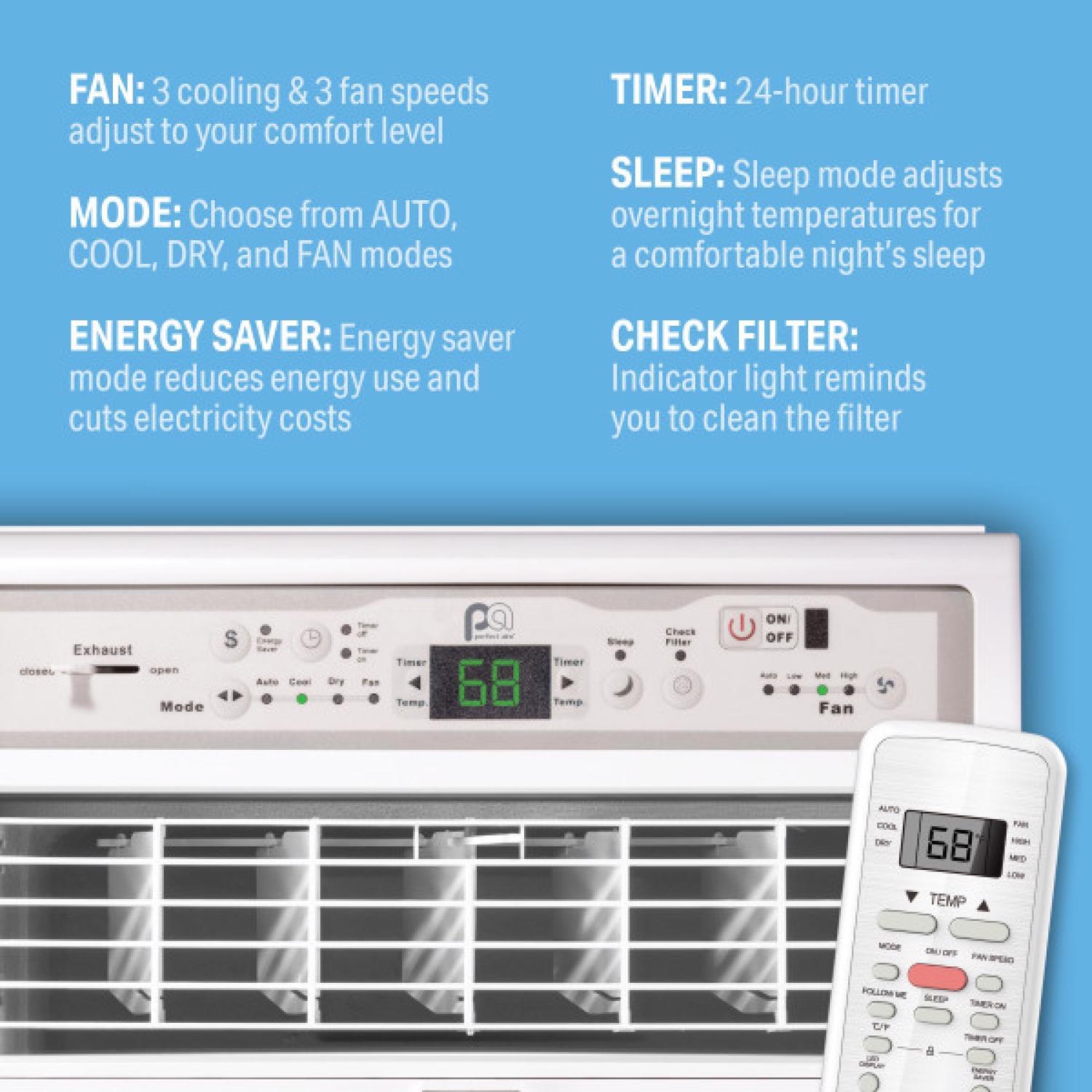 Perfect Aire 10000 BTU 115 V Casement Air Conditioner w/Remote 400-450 sq ft