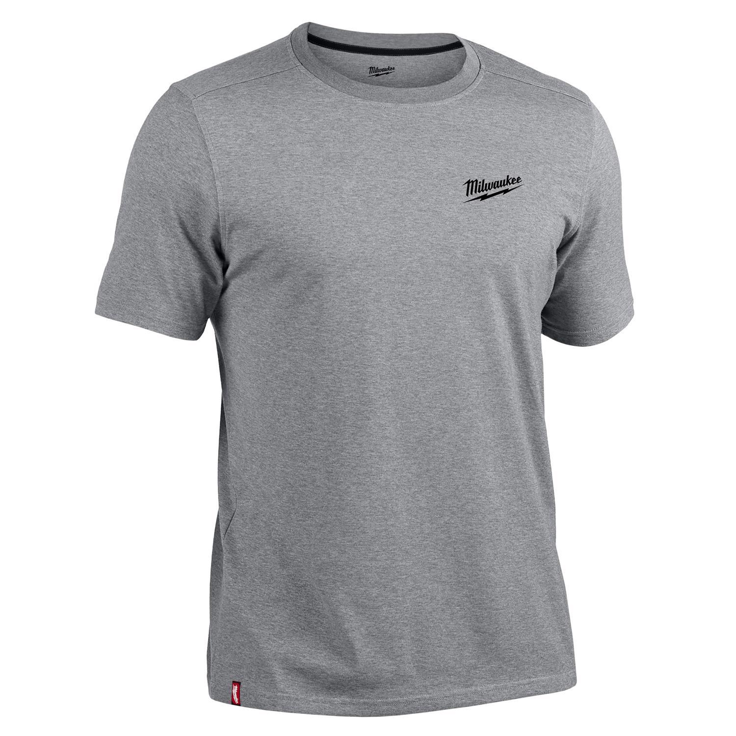 Milwaukee XXL Short Sleeve Men's Crew Neck Gray Hybrid Work Tee Shirt