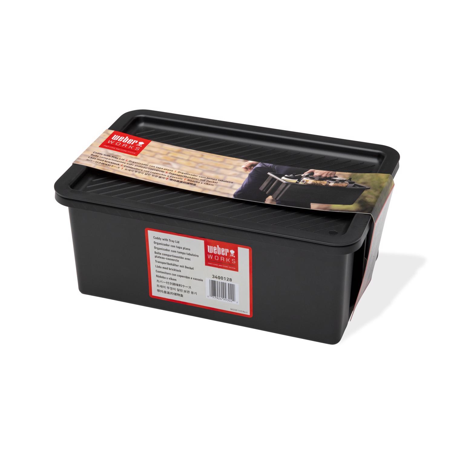 Weber Works Caddy with Tray Lid Black Accessory Organizer