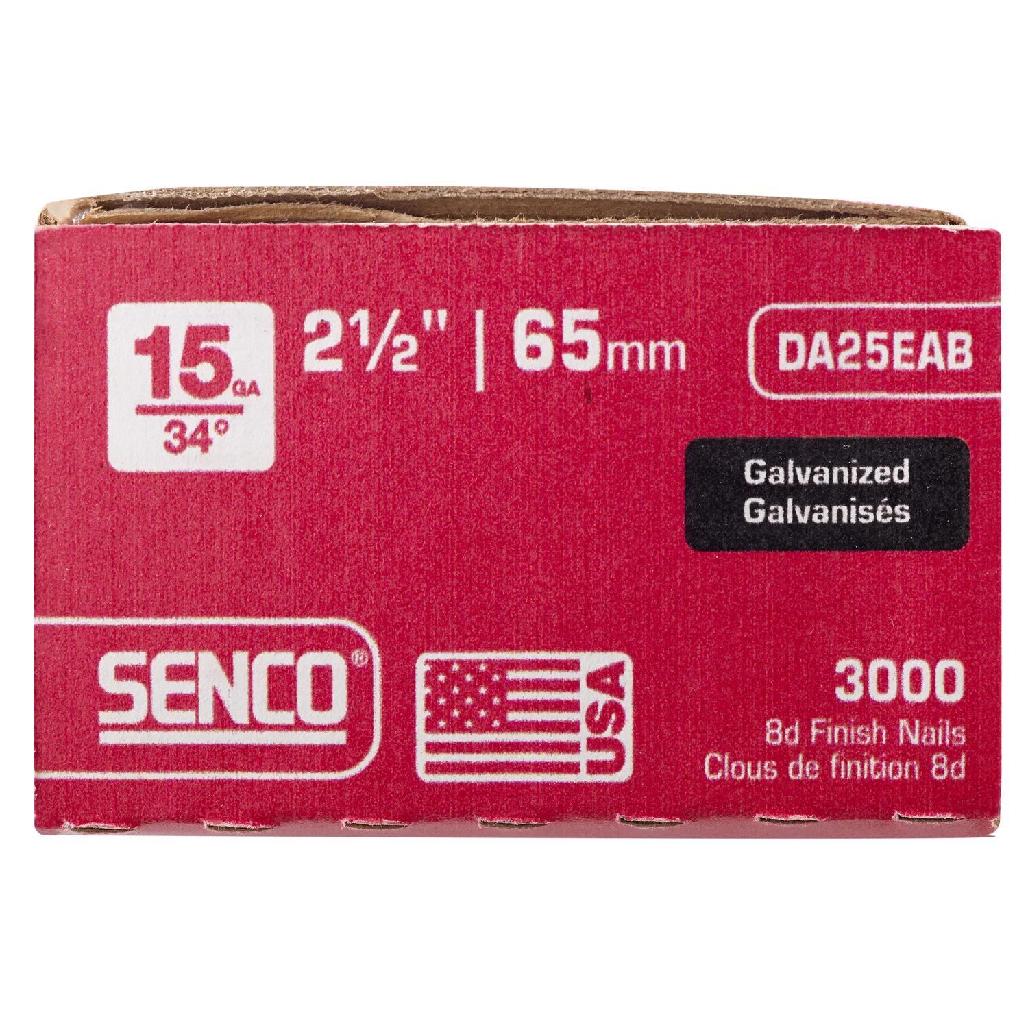 Senco 2-1/2 in. L X 15 Ga. Angled Strip Galvanized Finish Nails 34 deg 3000 pk
