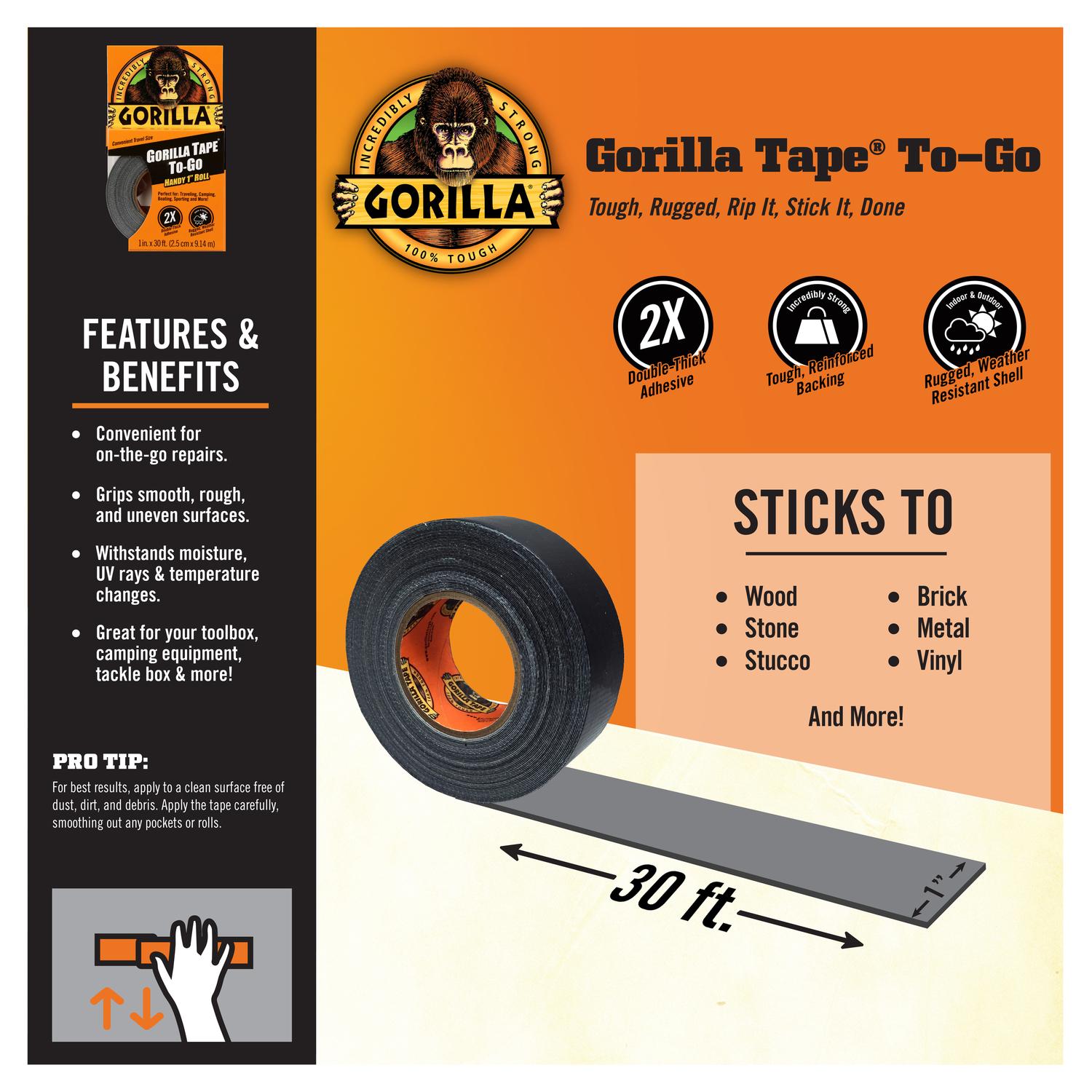 Gorilla 1 in. W X 30 ft. L Black Duct Tape