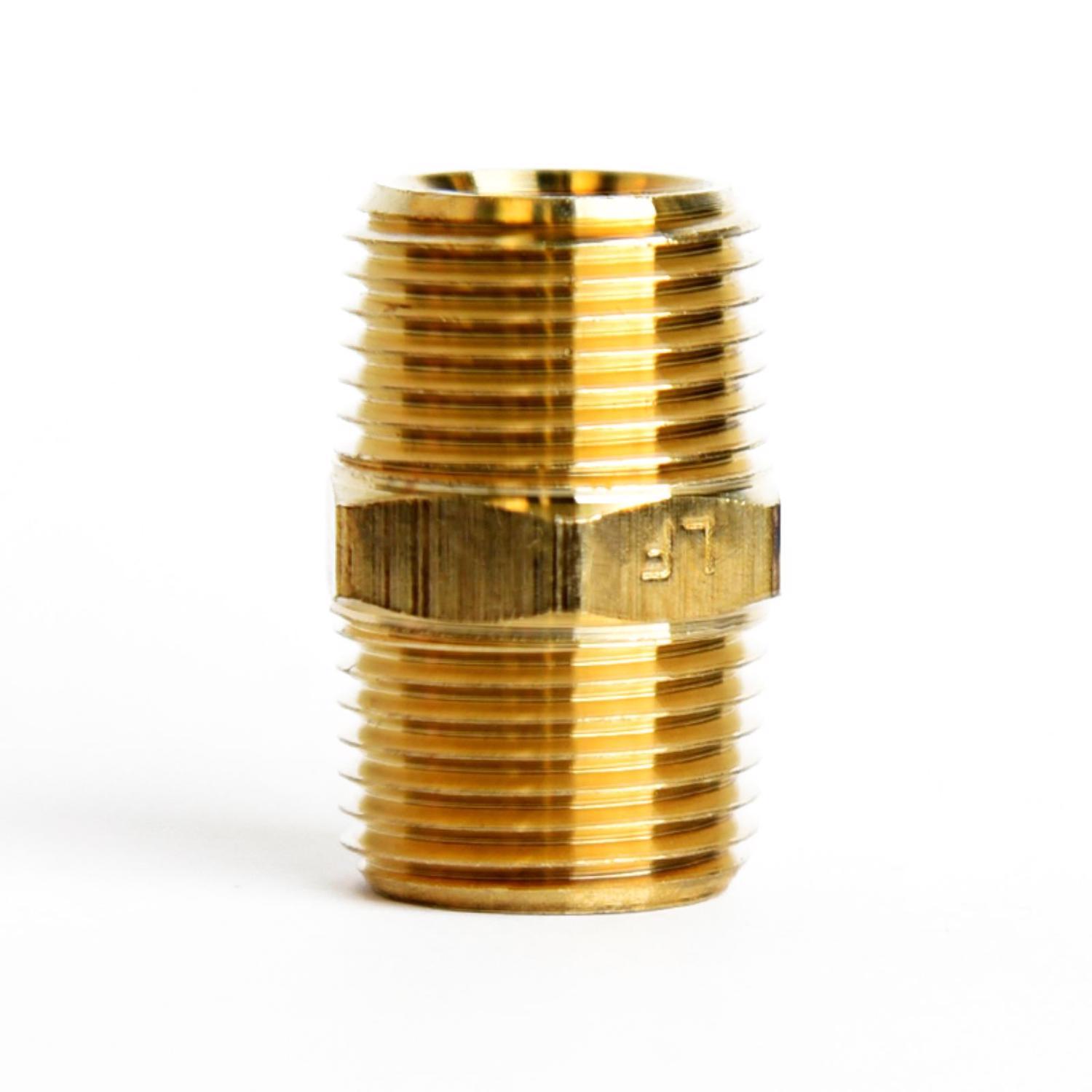 ATC 3/8 in. MPT 3/8 in. D MPT Yellow Brass Hex Nipple