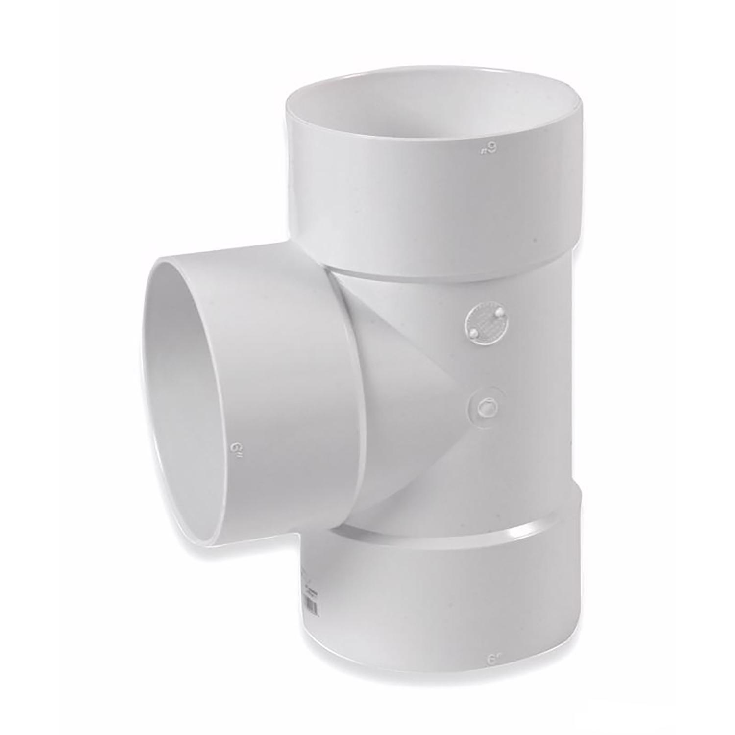NDS Schedule 35 6 in. Hub each X 6 in. D Hub PVC Straight Tee 1 pk