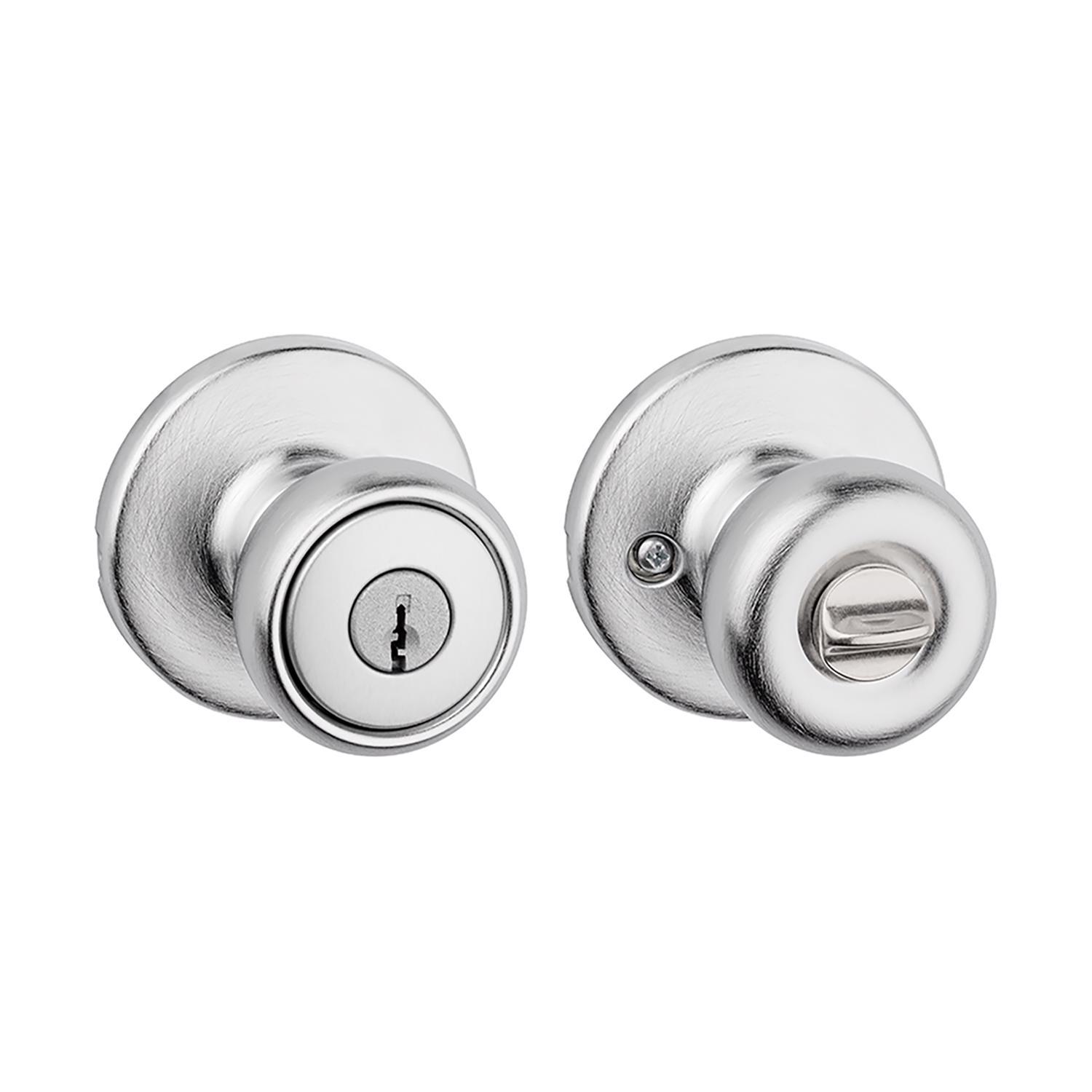Kwikset Tylo Satin Chrome Entry Door Knob 1-3/4 in.
