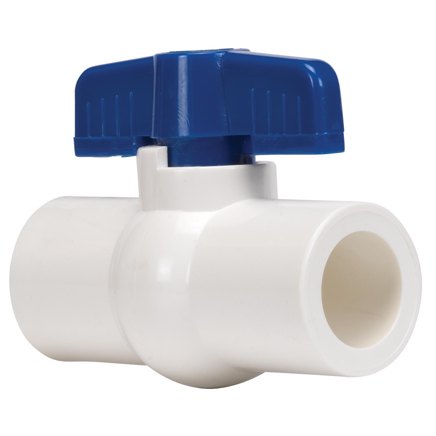 Homewerks 1-1/2 in. PVC Slip Ball Valve Full Port Quarter-Turn Lever For Non-Potable Water
