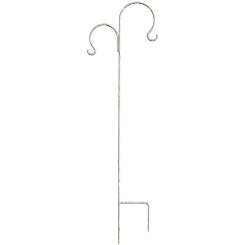 Panacea 72in. French Country Ornate Scroll Shepherd Hook, Distressed White