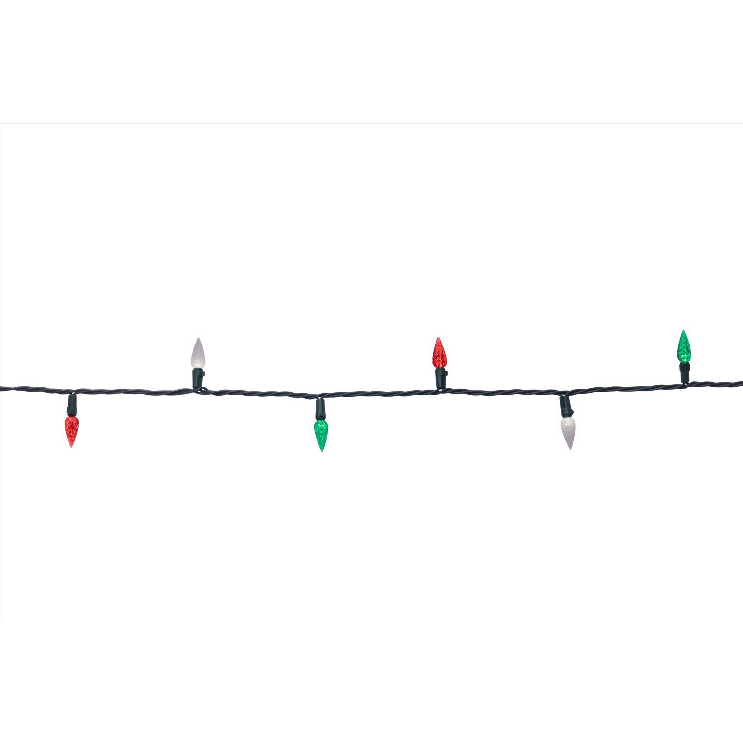 Celebrations Classic LED C6 Red/Green/Pure White 100 ct String Christmas Lights 24.75 ft.
