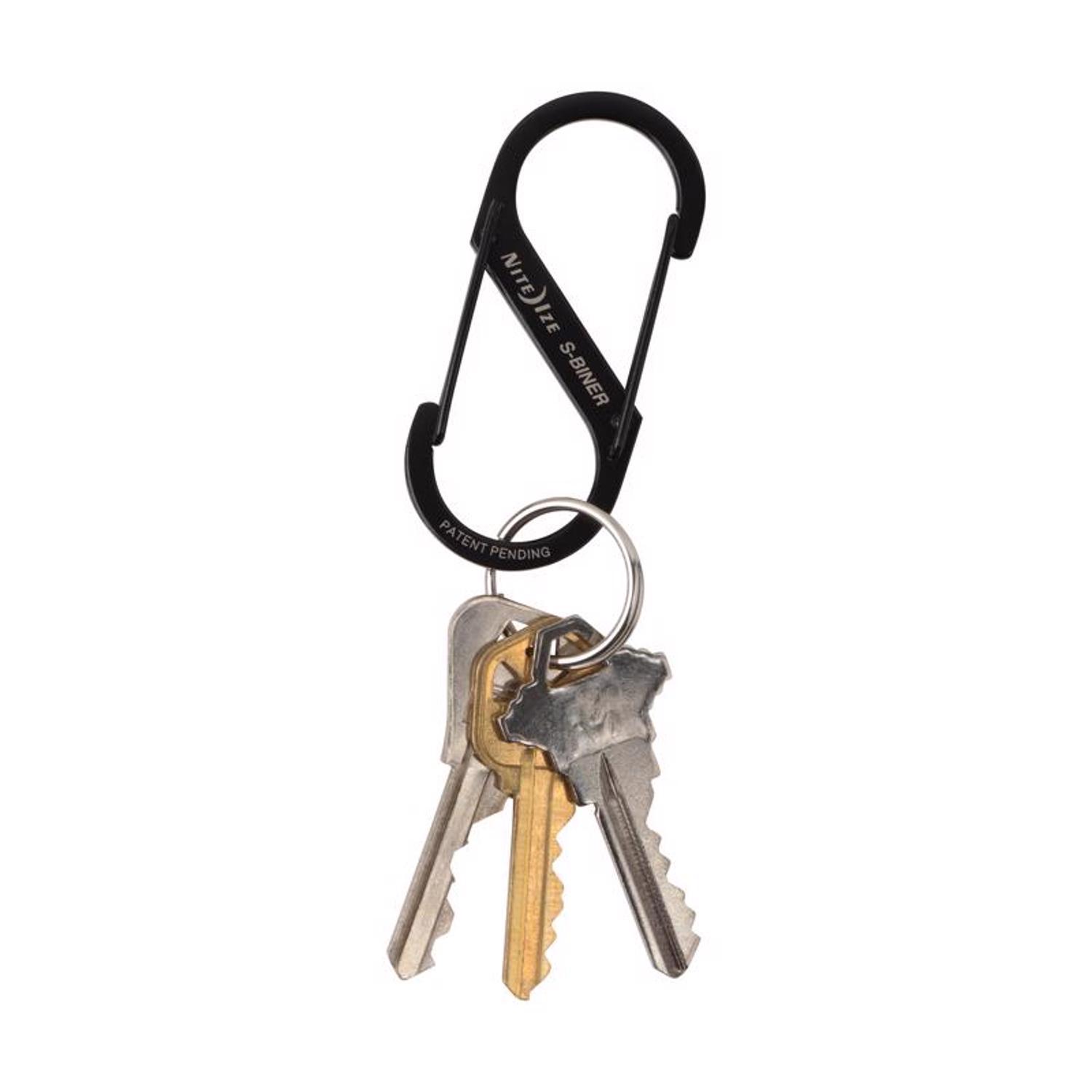 Nite Ize S-Biner 1.8 in. D Stainless Steel Black Carabiner Key Holder