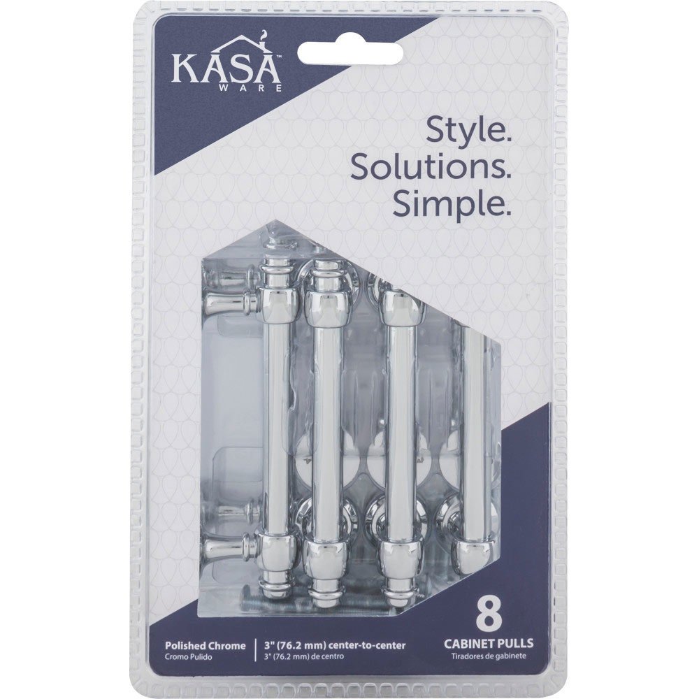 KasaWare 3 in. Centers Cabinet Pull in Polished Chrome (8pc Pack)
