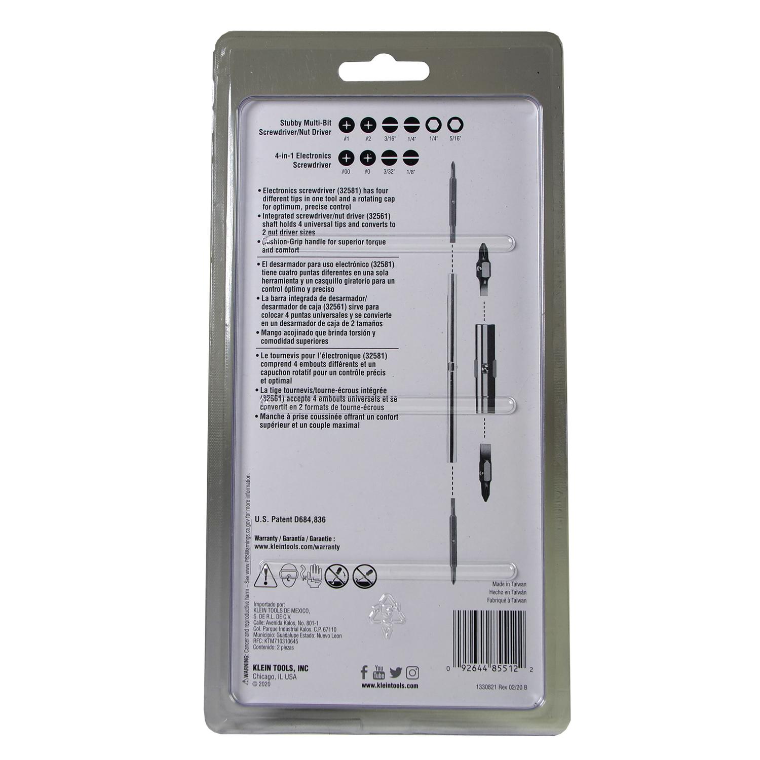 Klein Tools Multi-Bit Screwdriver/Nut Driver Set 2 pc